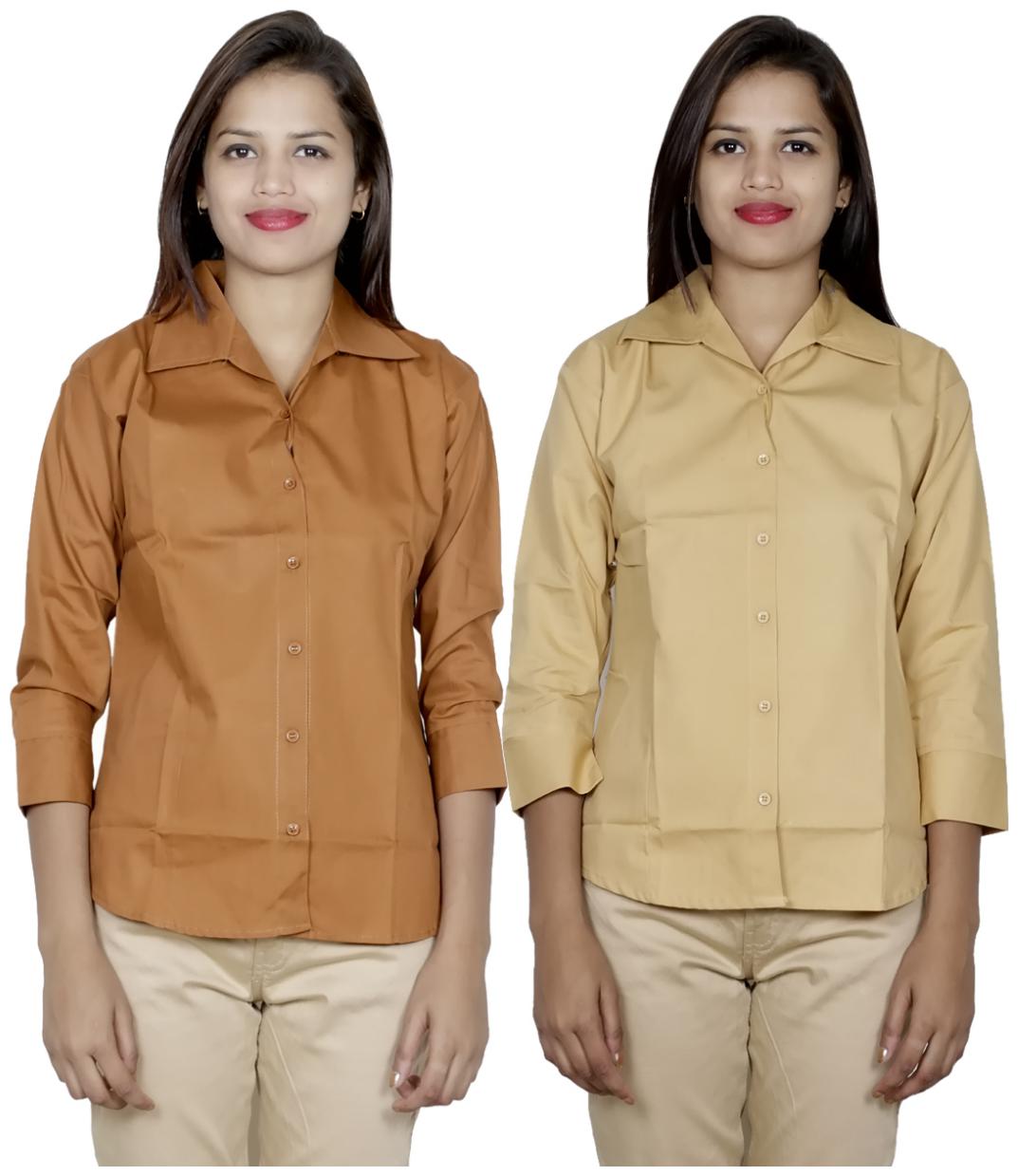 

Indiweaves Women Brown Solid Regular Fit Shirt