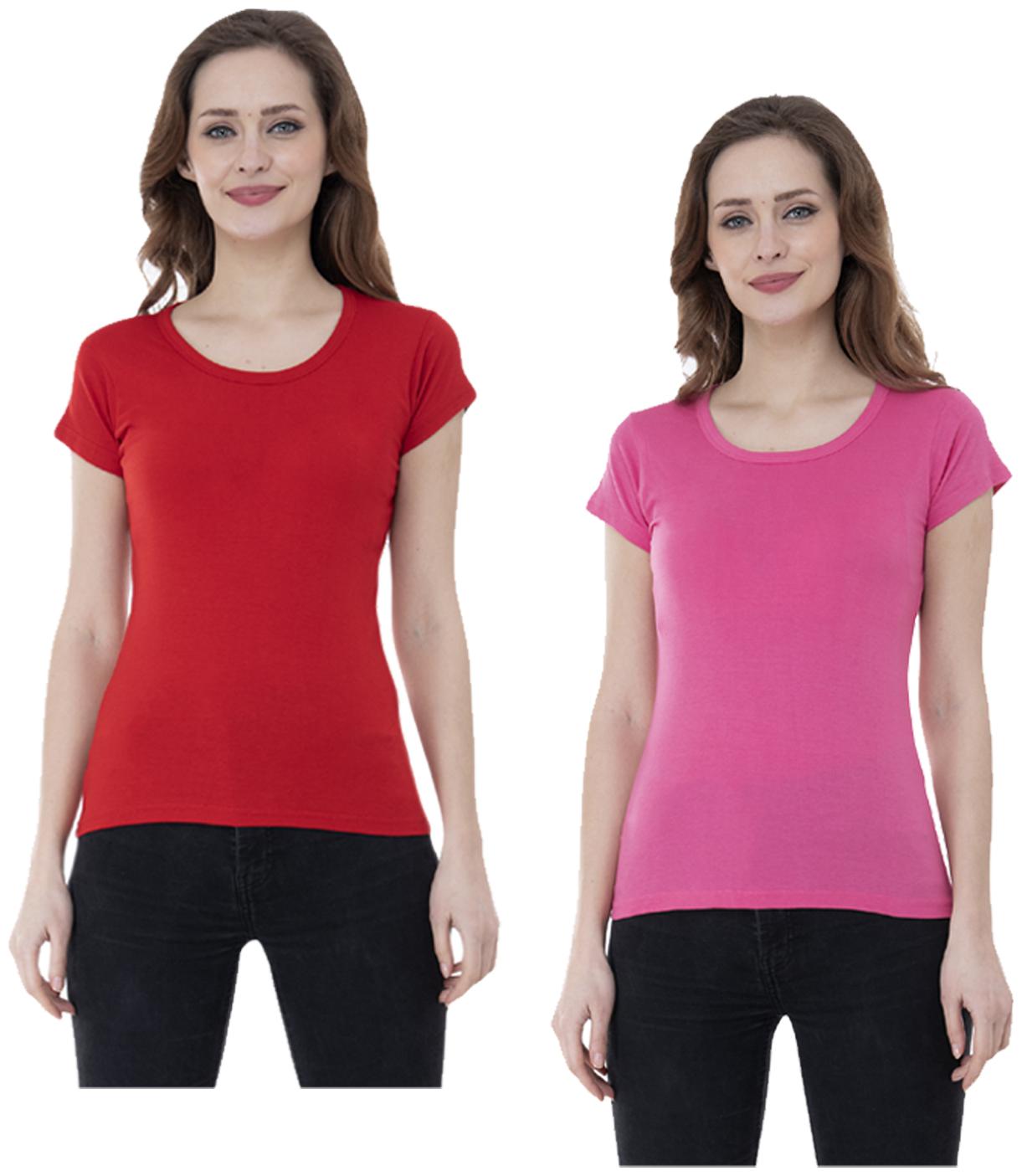 

Indiweaves Women Multi Regular fit Round neck Cotton T shirt