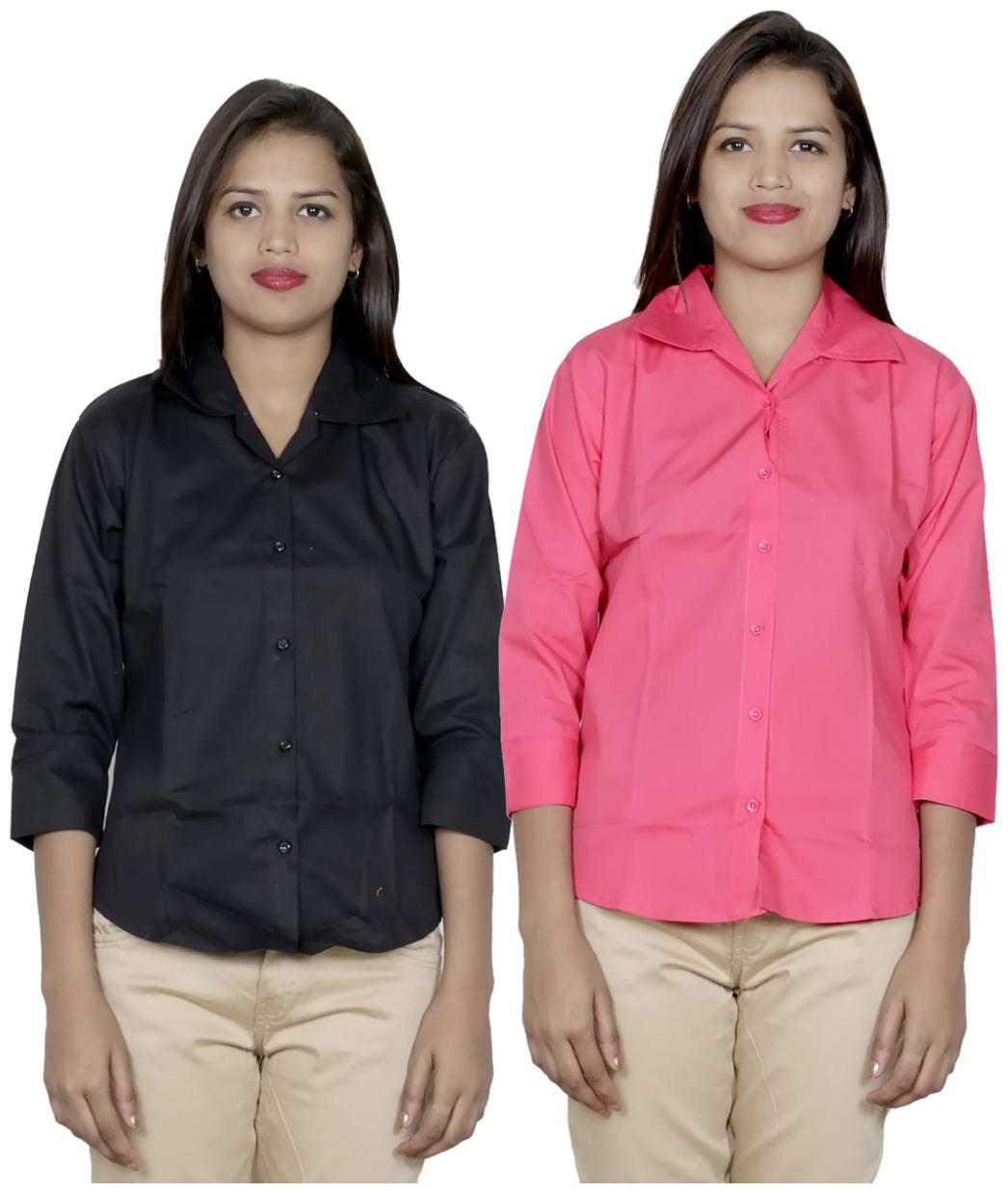 

Indiweaves Women Black Solid Regular Fit Shirt