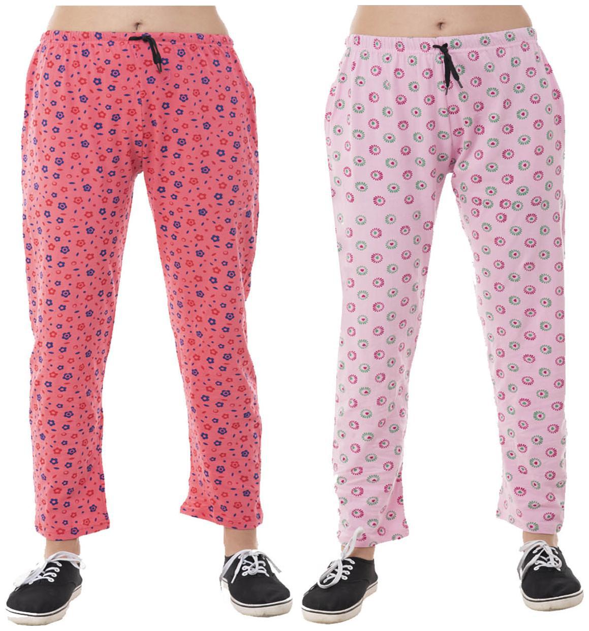 

Indiweaves Women Regular fit Cotton Printed Track pants - Pink