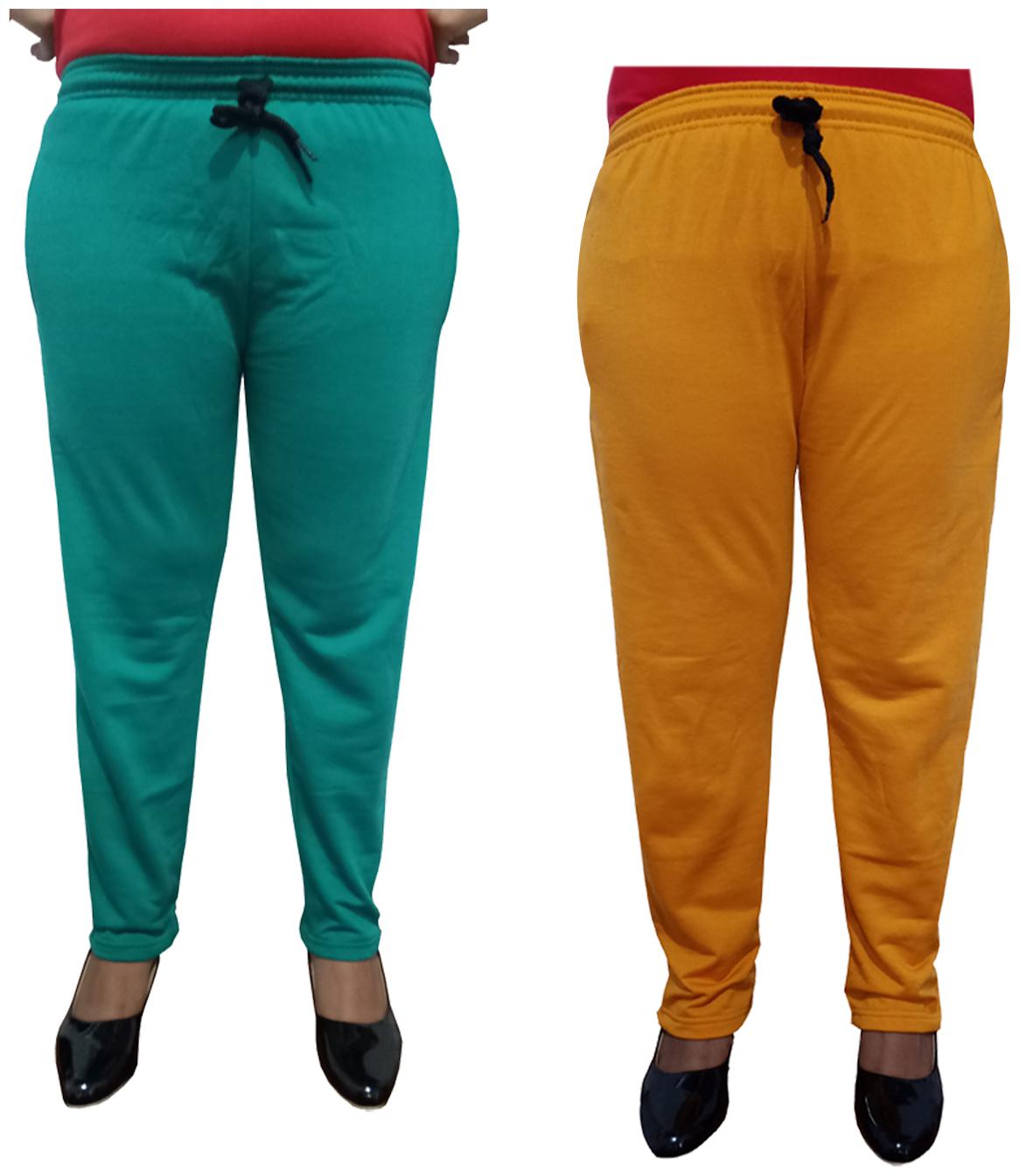 

Indiweaves Women Regular fit Fleece Solid Track pants - Orange Green