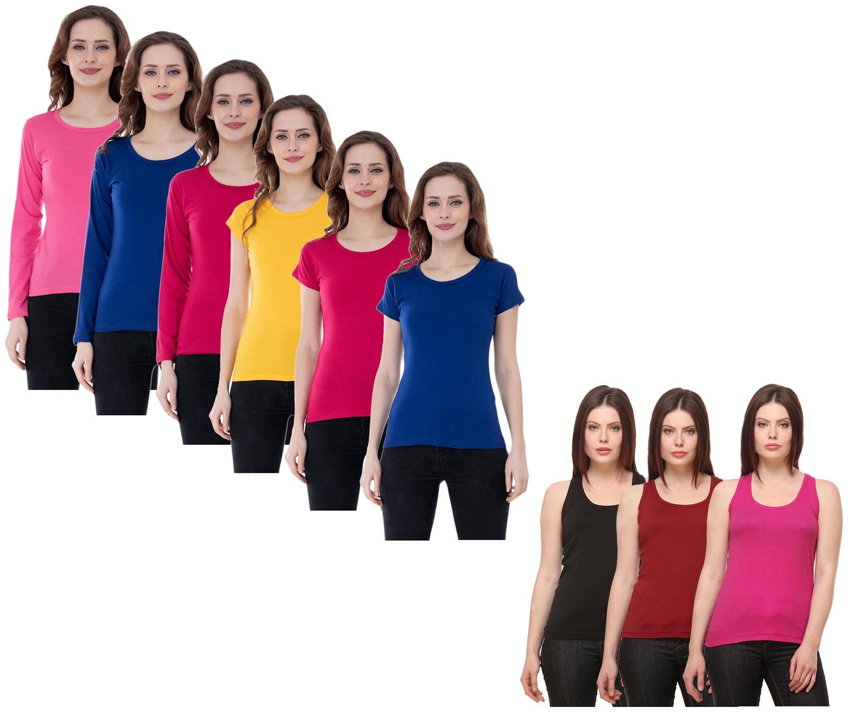 

Indiweaves Women Multi Regular fit Round neck Cotton Tank top