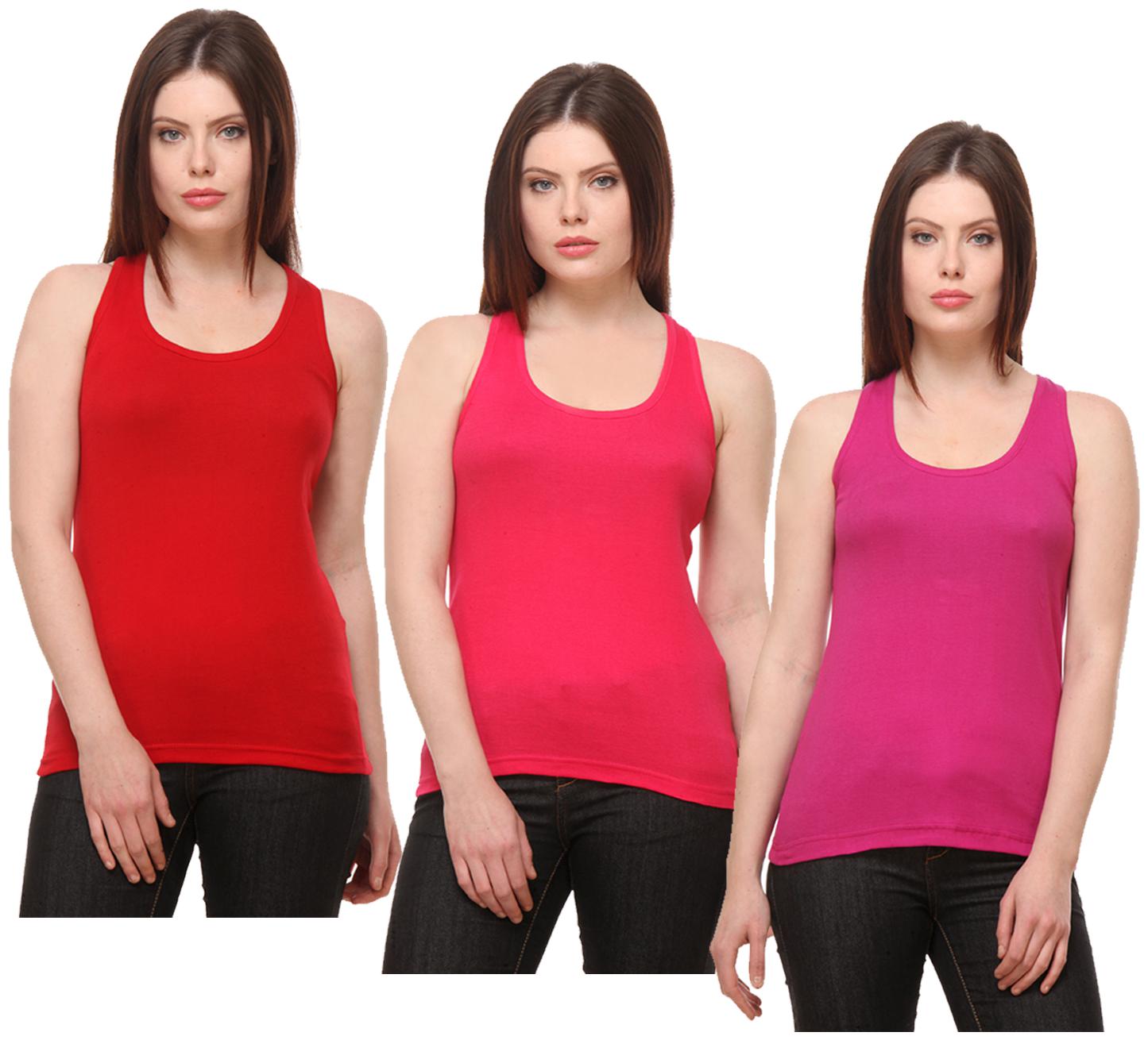 

Indiweaves Women Multi Regular fit Round neck Cotton Tank top