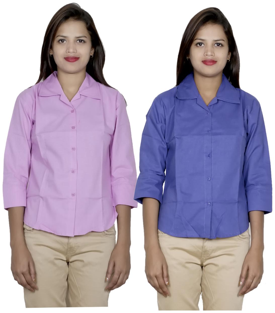 

Indiweaves Women Purple Solid Regular Fit Shirt