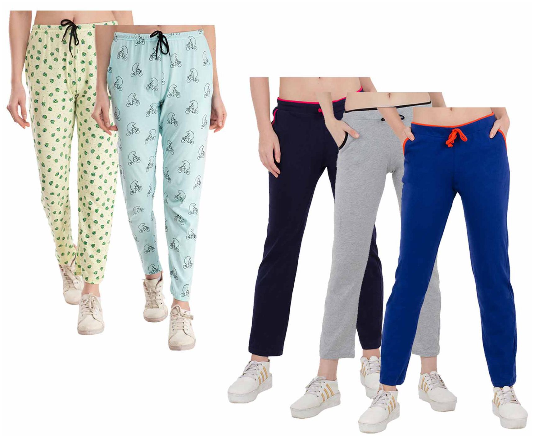 

Indiweaves Women Regular fit Cotton Printed Track pants - Multi