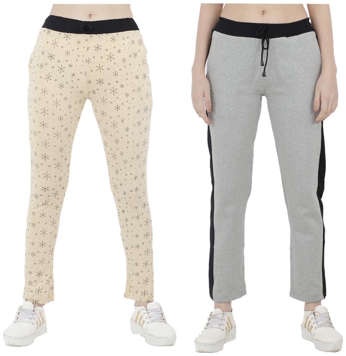 

Indiweaves Women Regular fit Polyester Printed Track pants - Grey