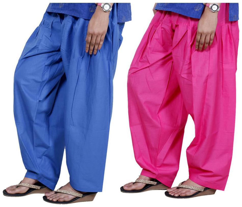 

IndiWeaves Women Cotton Semi-Patiala Salwar Set of -2