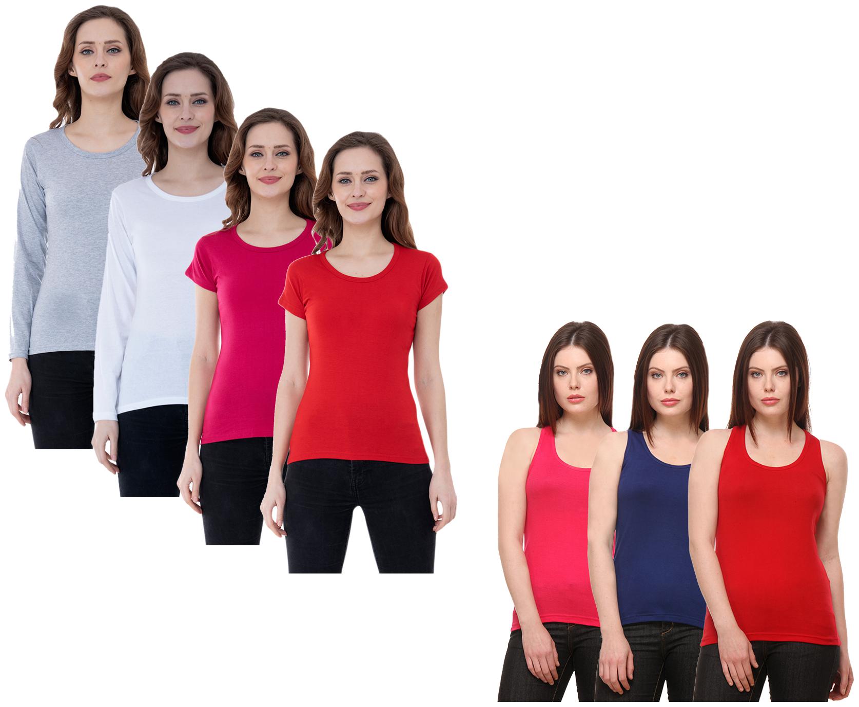 

Indiweaves Women Multi Regular fit Round neck Cotton Tank top