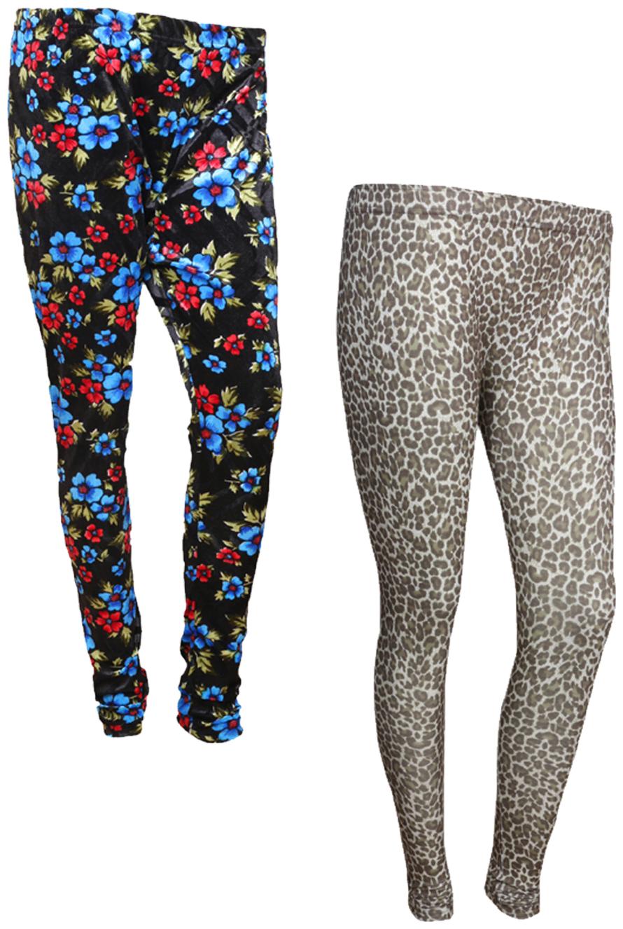 

IndiWeaves Women Cotton Printed Legging and Velvet Printed Leggings (Pack of 2)