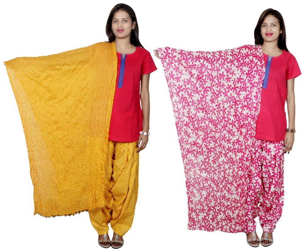 

Indiweaves Cotton Patiala Salwar With Dupatta Combo