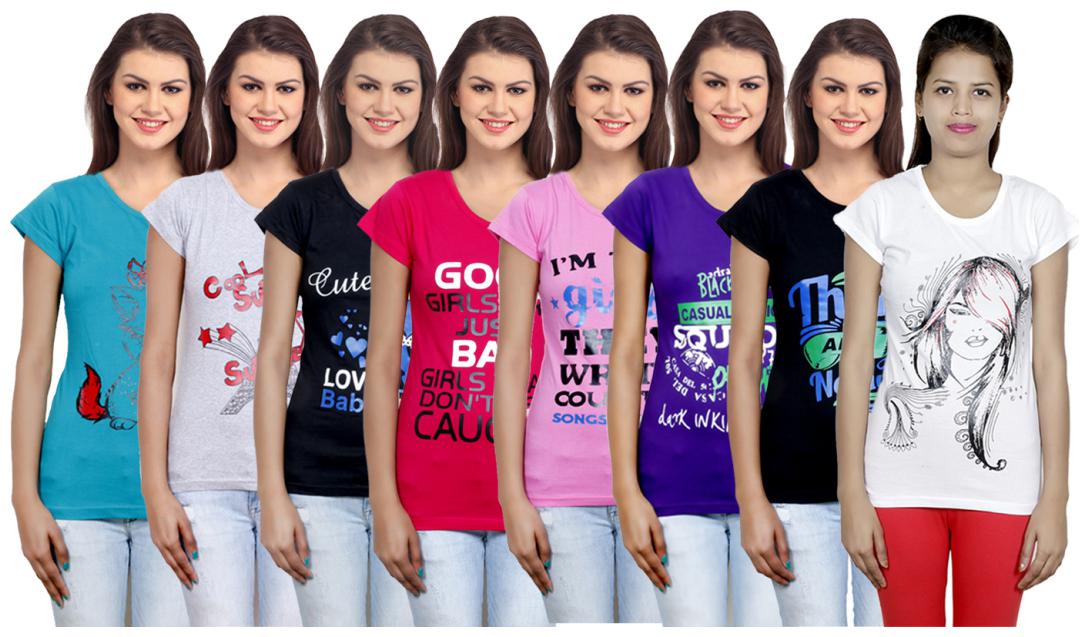

IndiWeaves Women s Cotton Printed T-Shirts COMBO OFFER ( Pack of 8 T-Shirts)