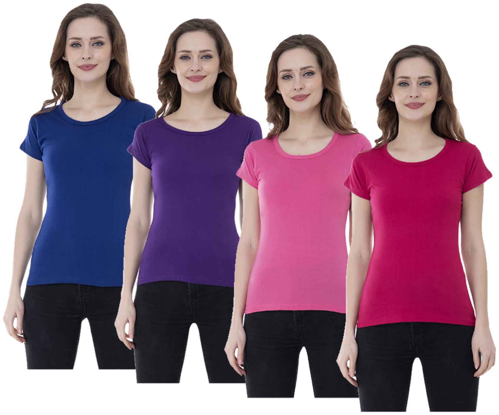 

Indiweaves Women Multi Regular fit Round neck Cotton T shirt