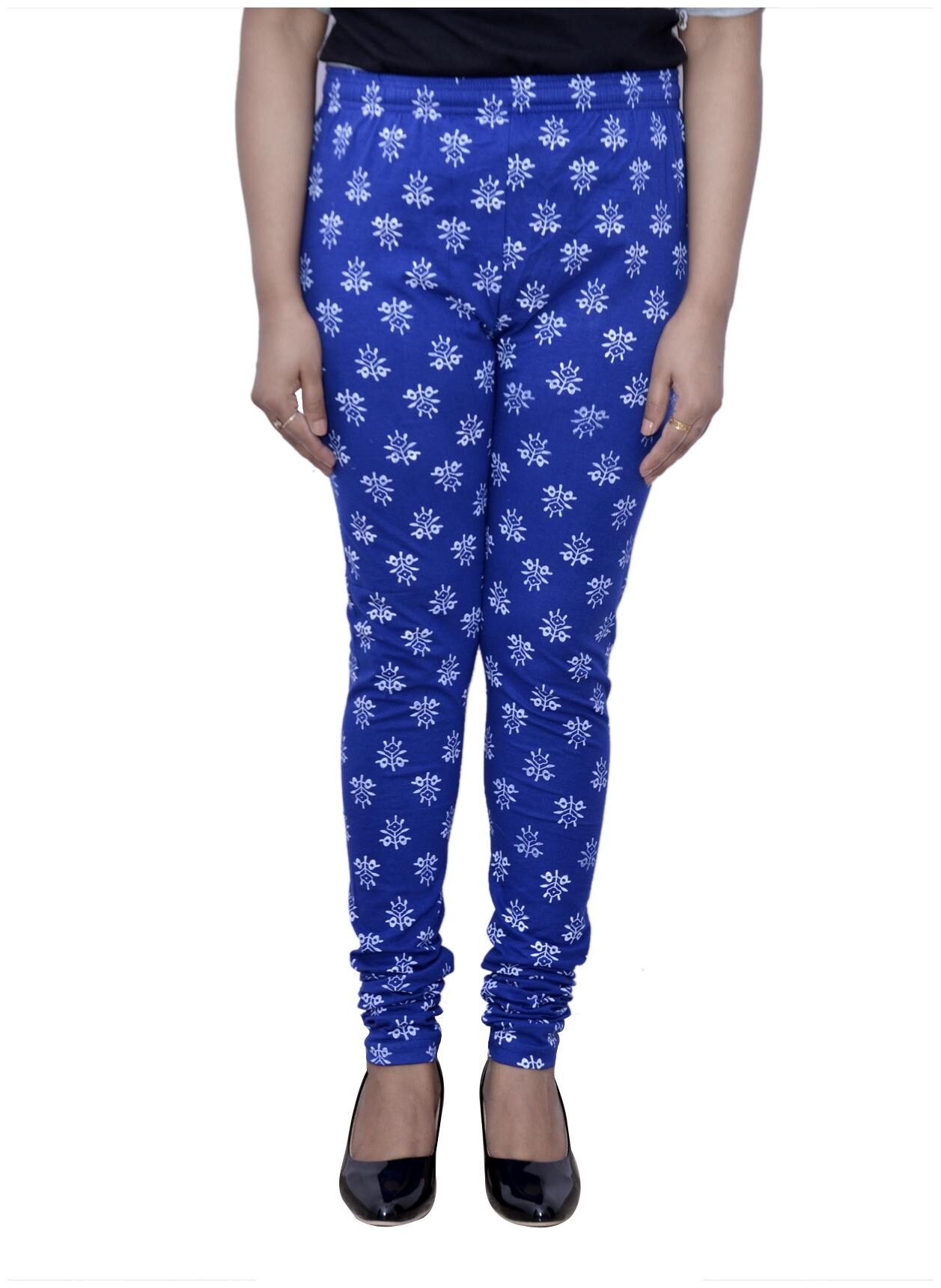 

IndiWeaves Women Cotton Printed leggings Blue
