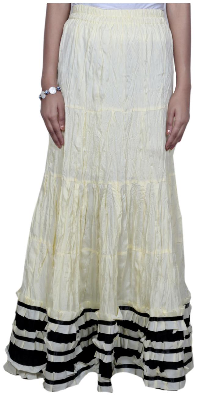 

IndiWeaves Women Cambric Cotton Cream Full Length Skirt