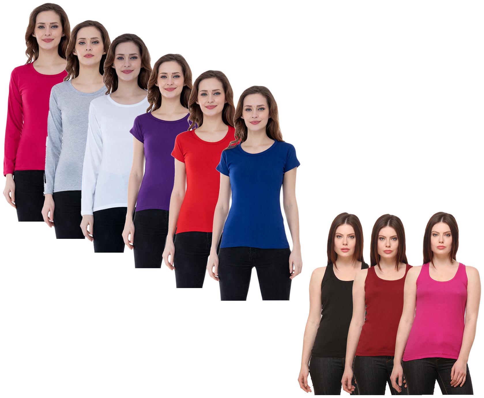 

Indiweaves Women Multi Regular fit Round neck Cotton Tank top