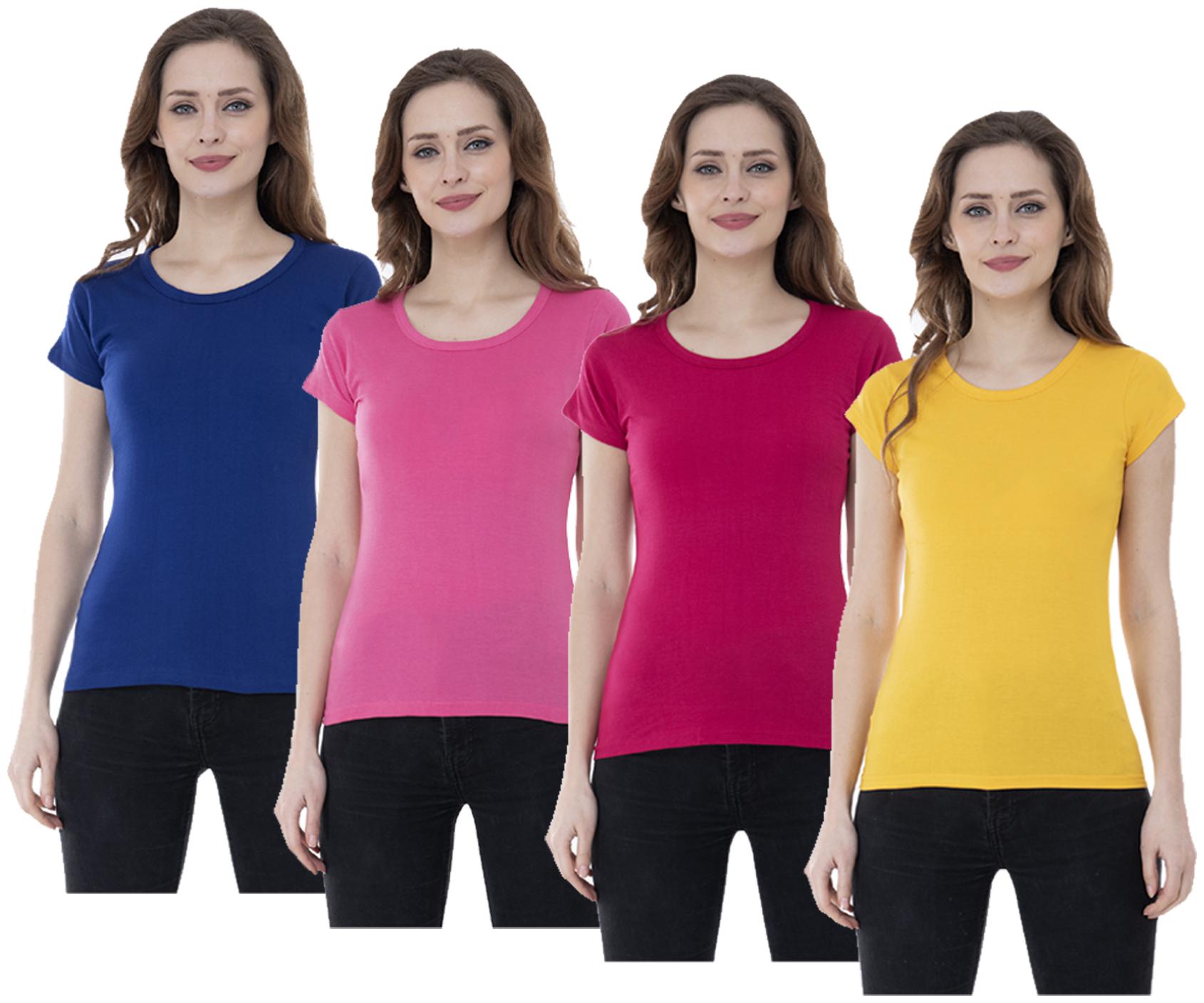 

Indiweaves Women Multi Regular fit Round neck Cotton T shirt