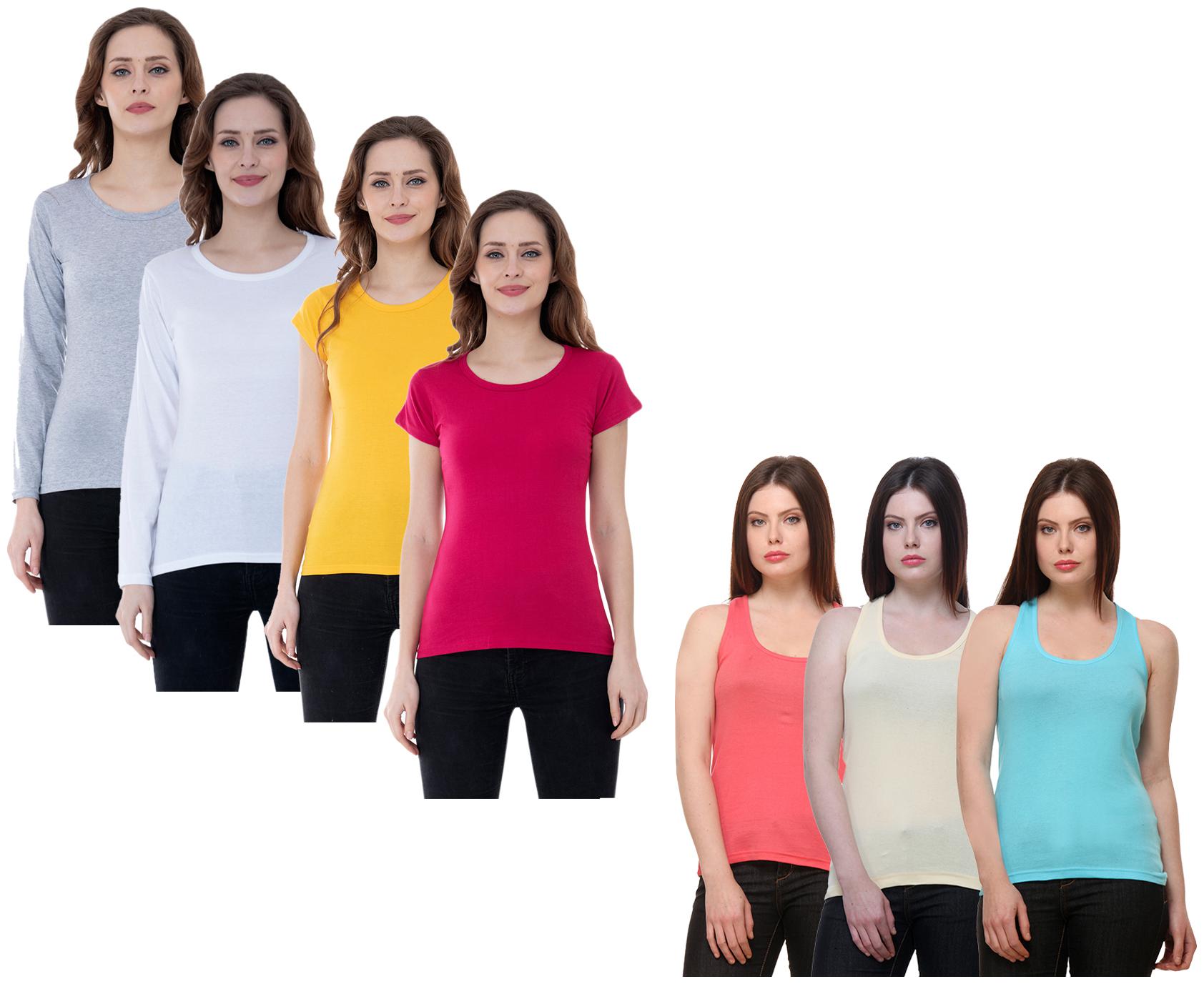 

Indiweaves Women Multi Regular fit Round neck Cotton Tank top