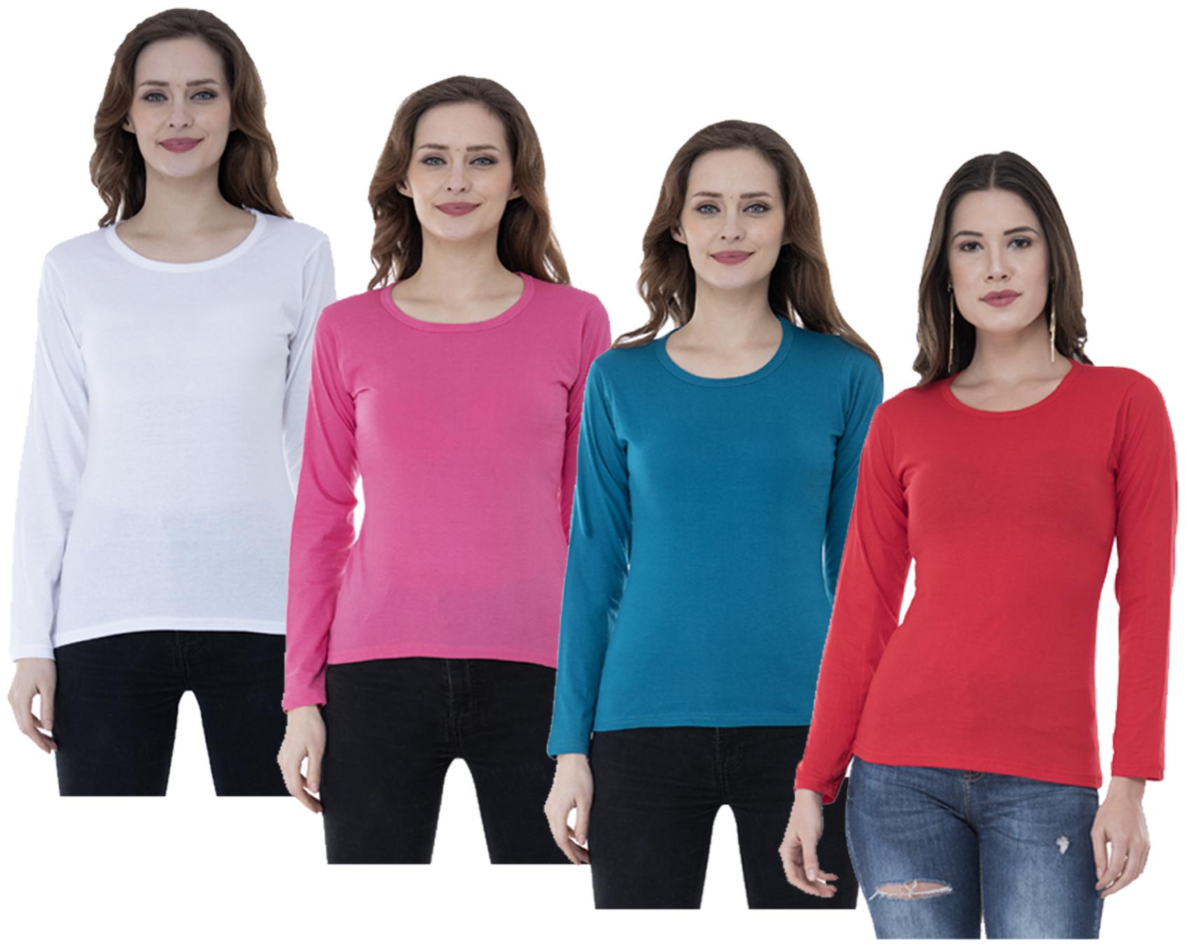 

Indiweaves Women Multi Regular fit Round neck Cotton T shirt
