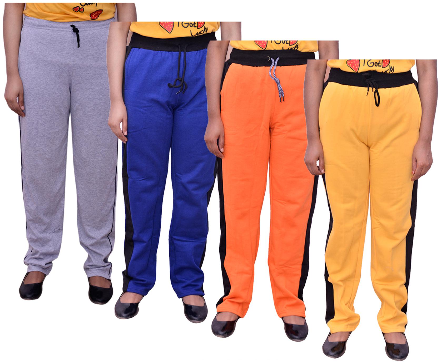 

Indiweaves Women Regular fit Cotton Solid Track pants - Multi