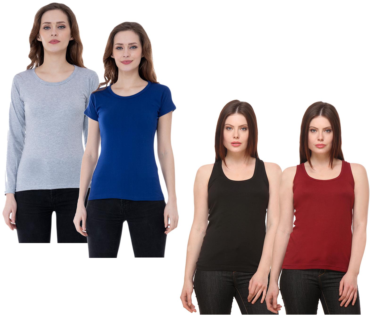 

Indiweaves Women Multi Regular fit Round neck Cotton Tank top