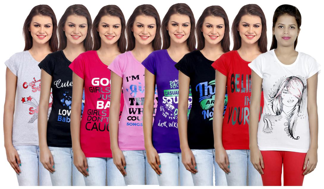 

IndiWeaves Women s Cotton Printed T-Shirts COMBO OFFER ( Pack of 8 T-Shirts)