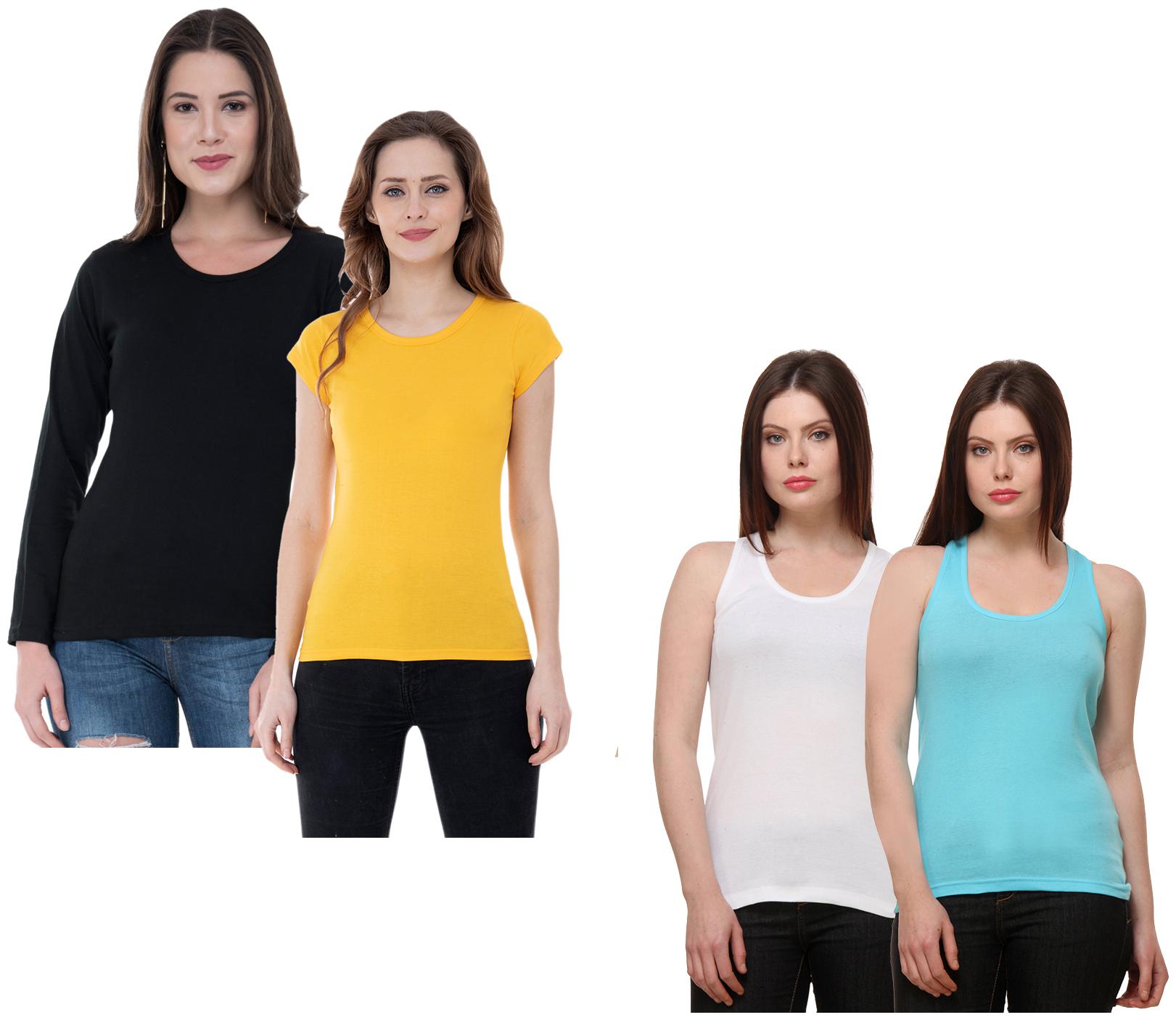 

Indiweaves Women Multi Regular fit Round neck Cotton Tank top