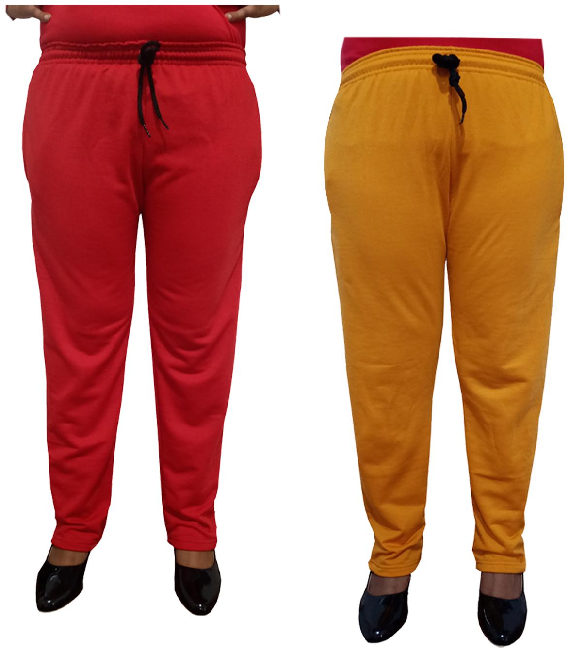 

Indiweaves Women Regular fit Fleece Solid Track pants - Orange Red