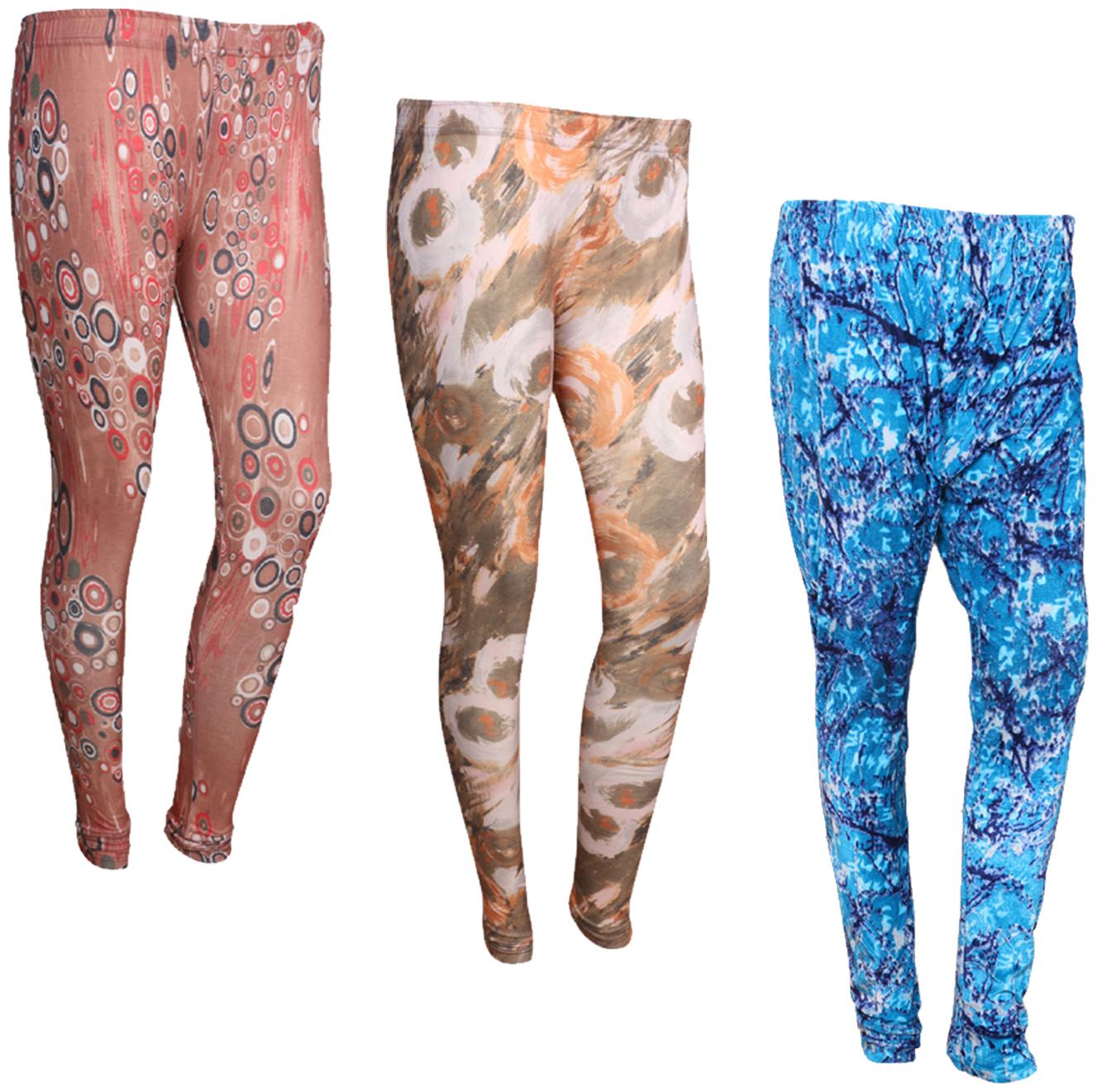 

IndiWeaves Women Cotton Printed Legging and Velvet Printed Leggings (Pack of 3)