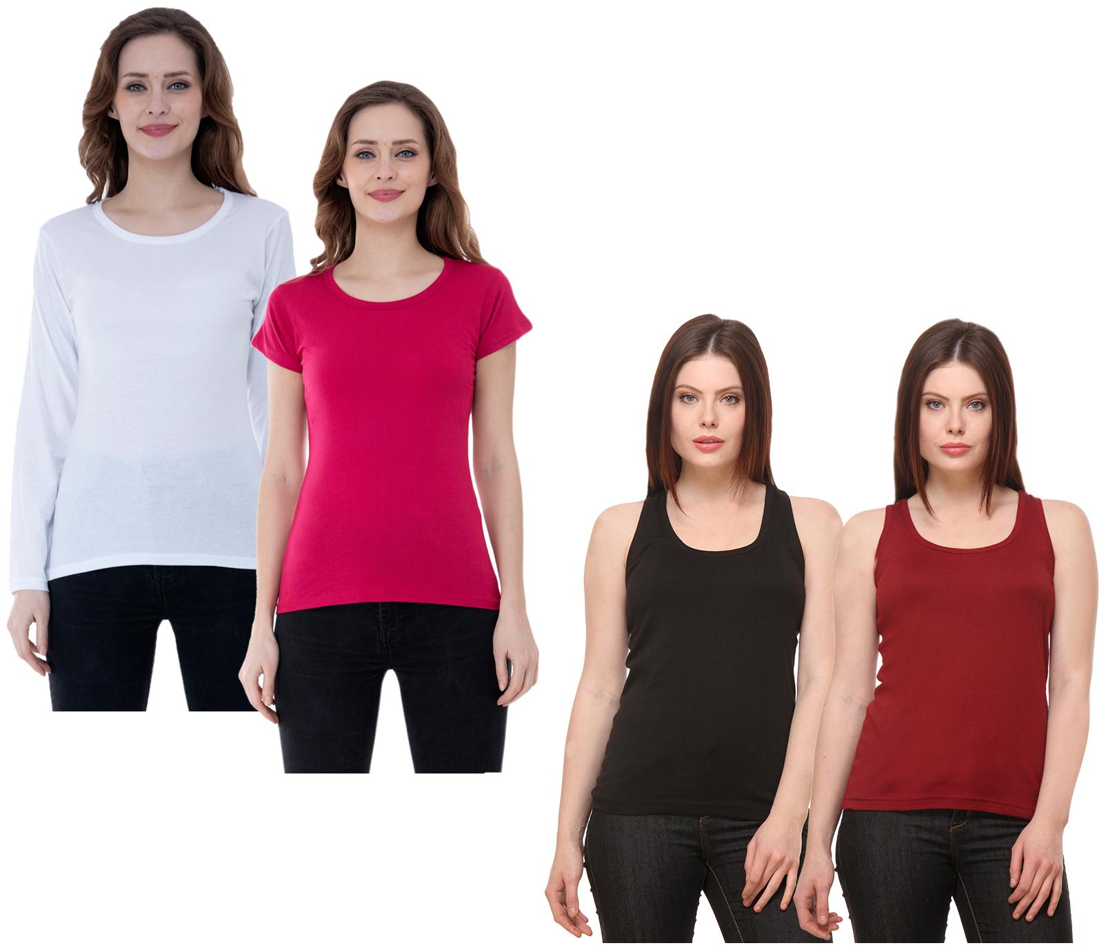 

Indiweaves Women Multi Regular fit Round neck Cotton Tank top