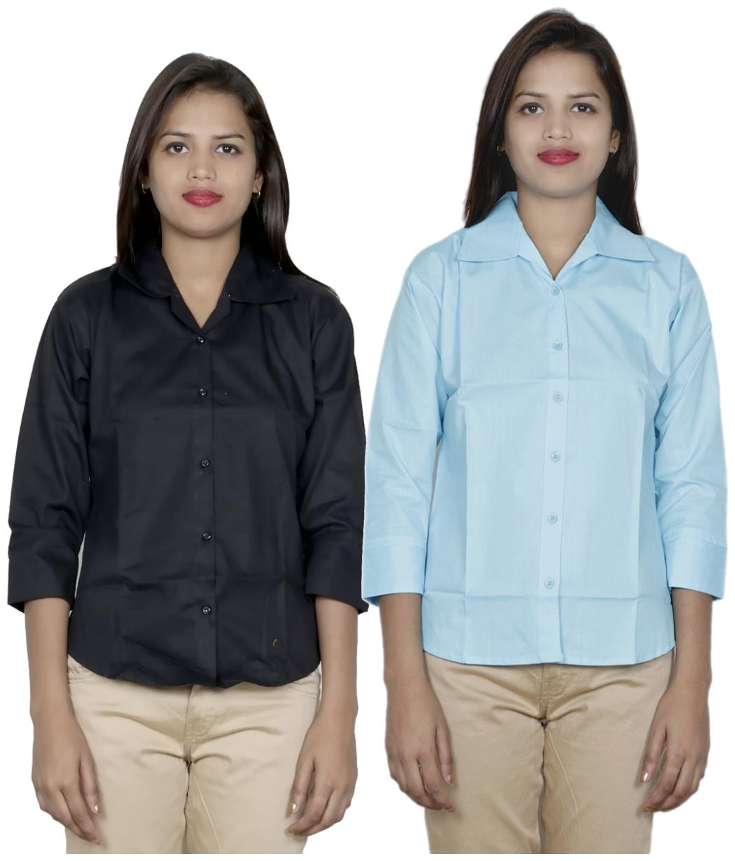 

Indiweaves Women Black Solid Regular Fit Shirt