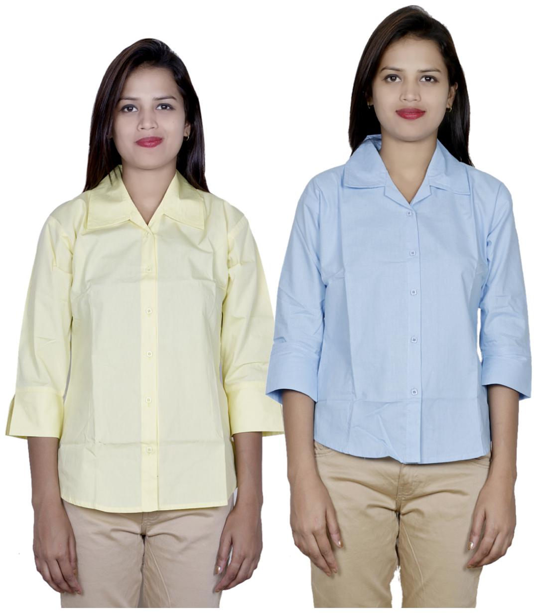 

Indiweaves Women Yellow Solid Regular Fit Shirt