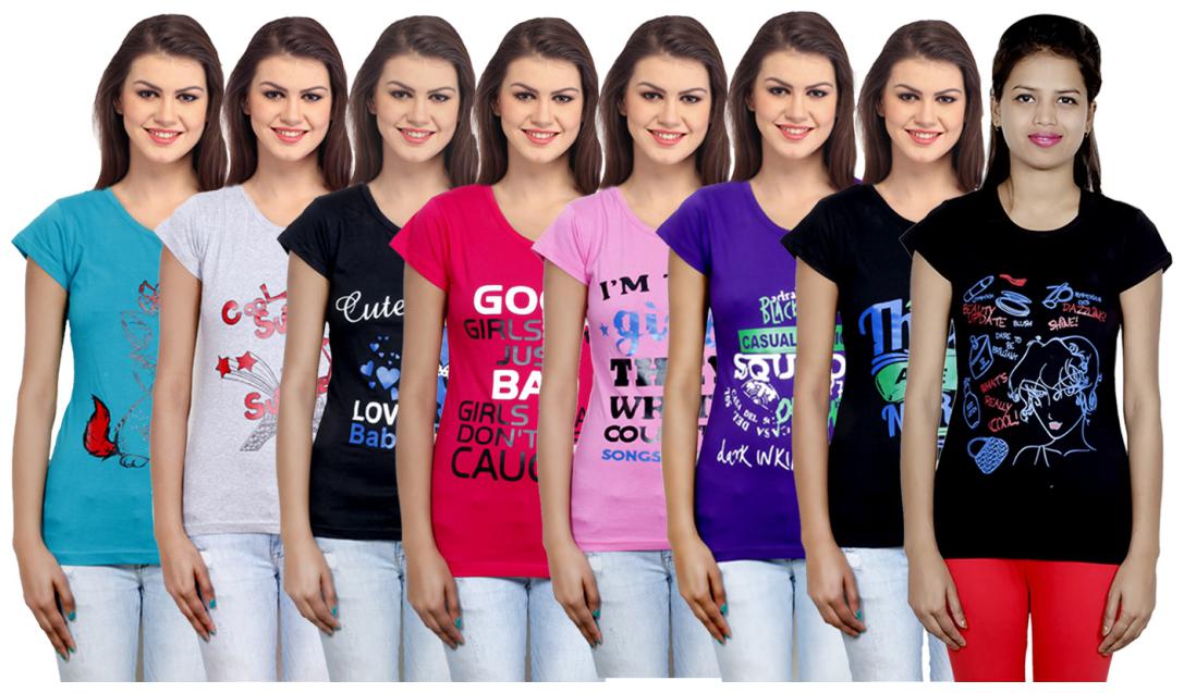 

IndiWeaves Women Cotton Printed T-Shirt ( Set of- 8)