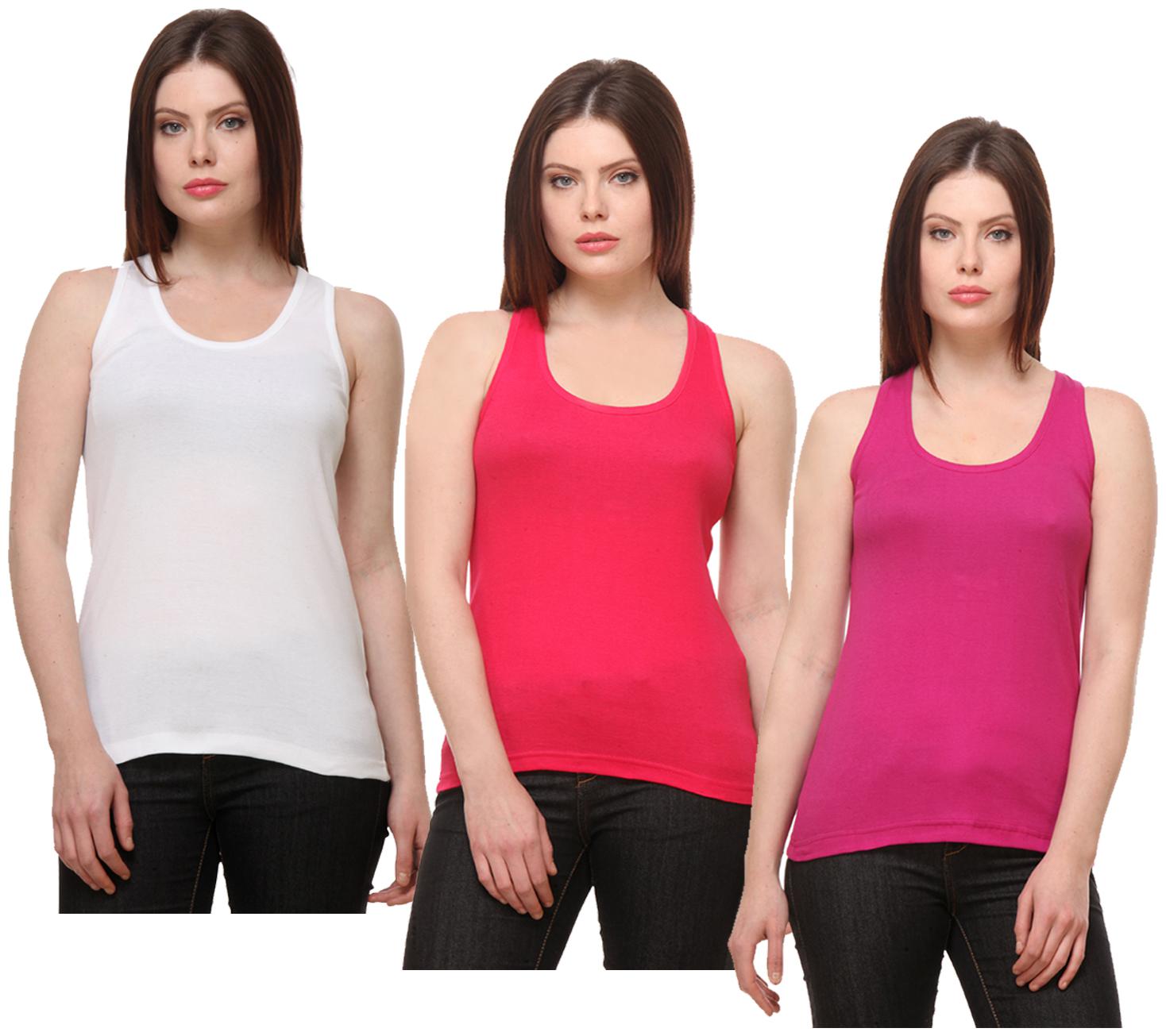

Indiweaves Women Multi Regular fit Round neck Cotton Tank top