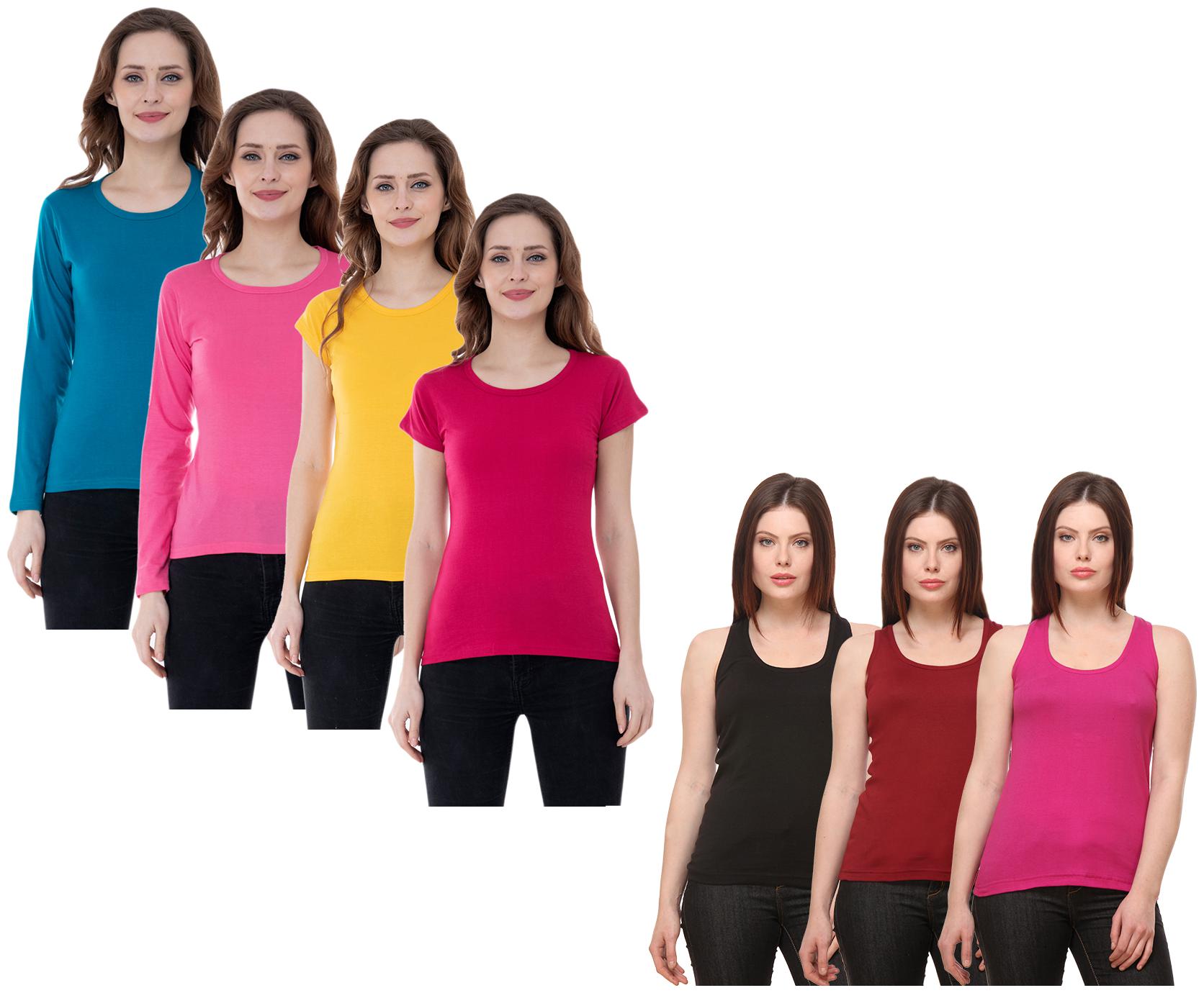 

Indiweaves Women Multi Regular fit Round neck Cotton Tank top