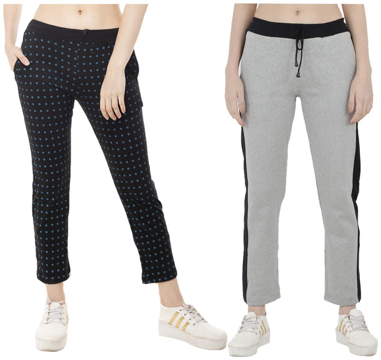 

Indiweaves Women Regular fit Polyester Printed Track pants - Grey
