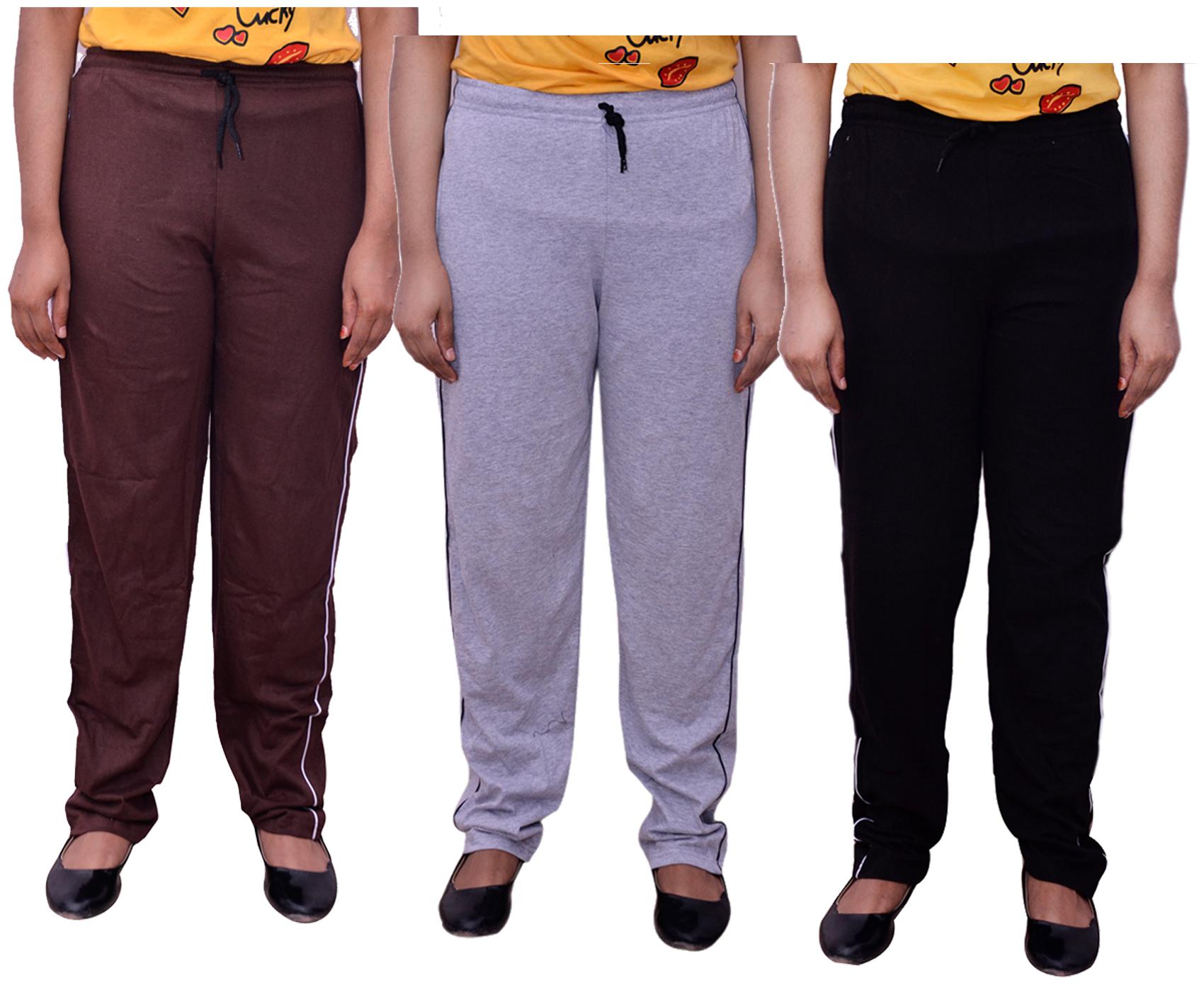 

Indiweaves Women Regular fit Cotton Solid Track pants - Multi