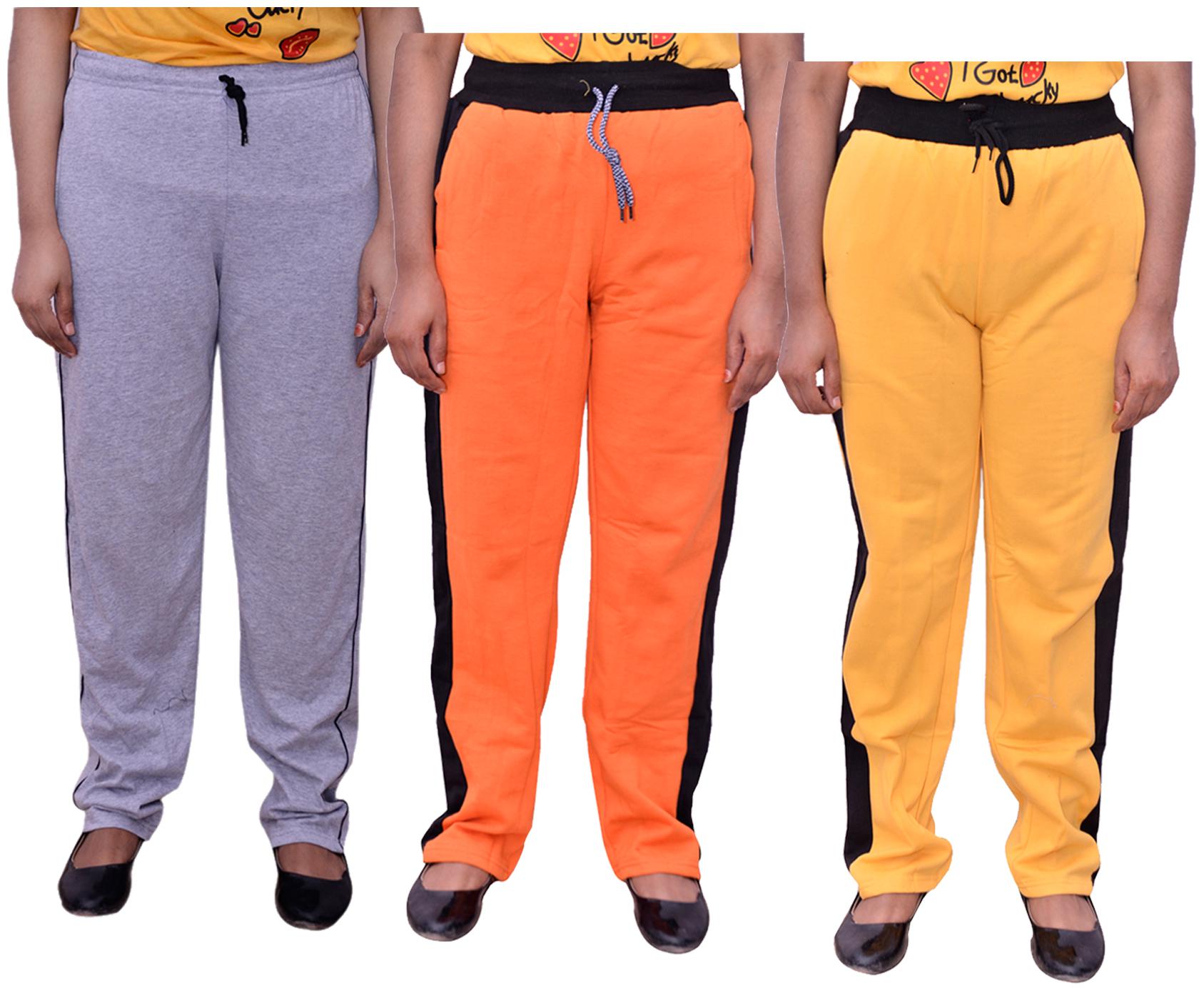 

Indiweaves Women Regular fit Cotton Solid Track pants - Multi