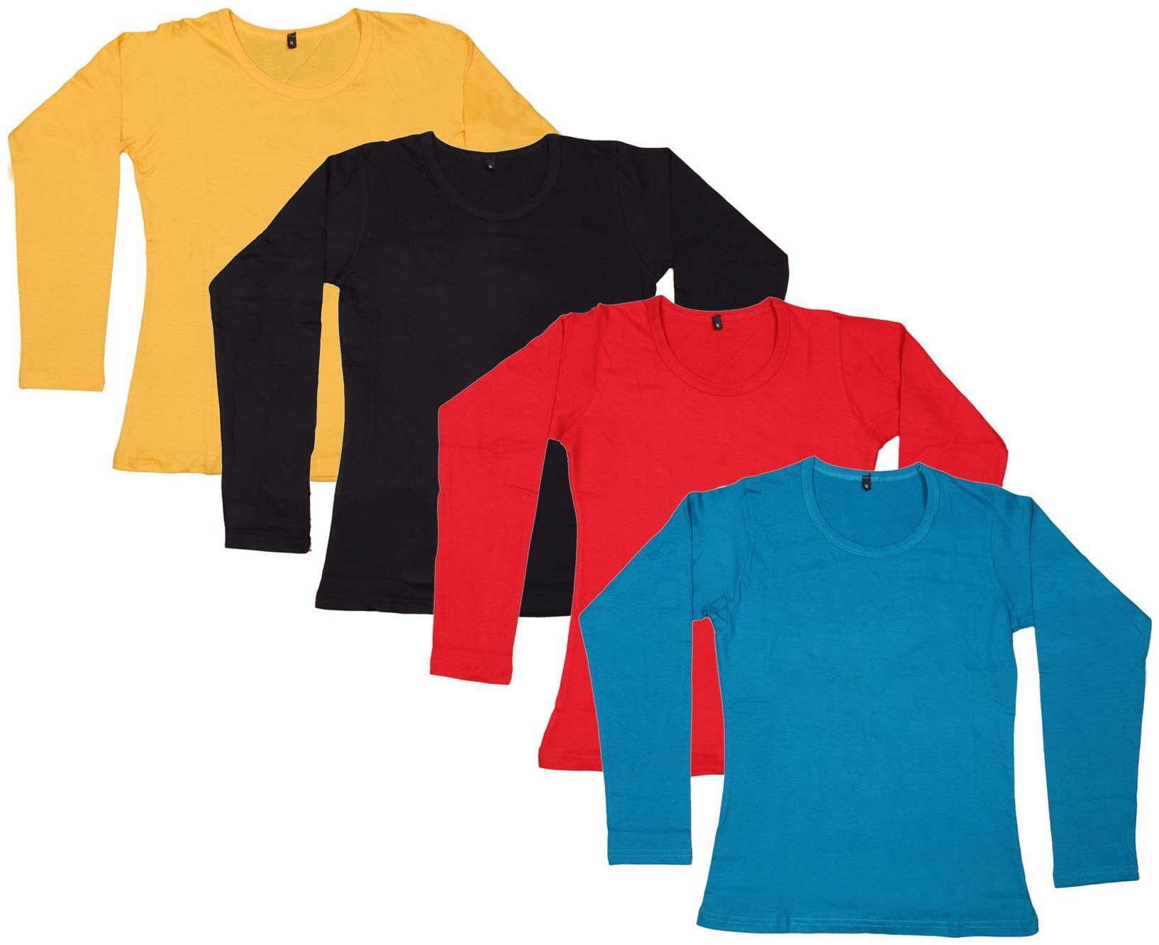 

Indiweaves Women Multi Regular fit Round neck Cotton T shirt