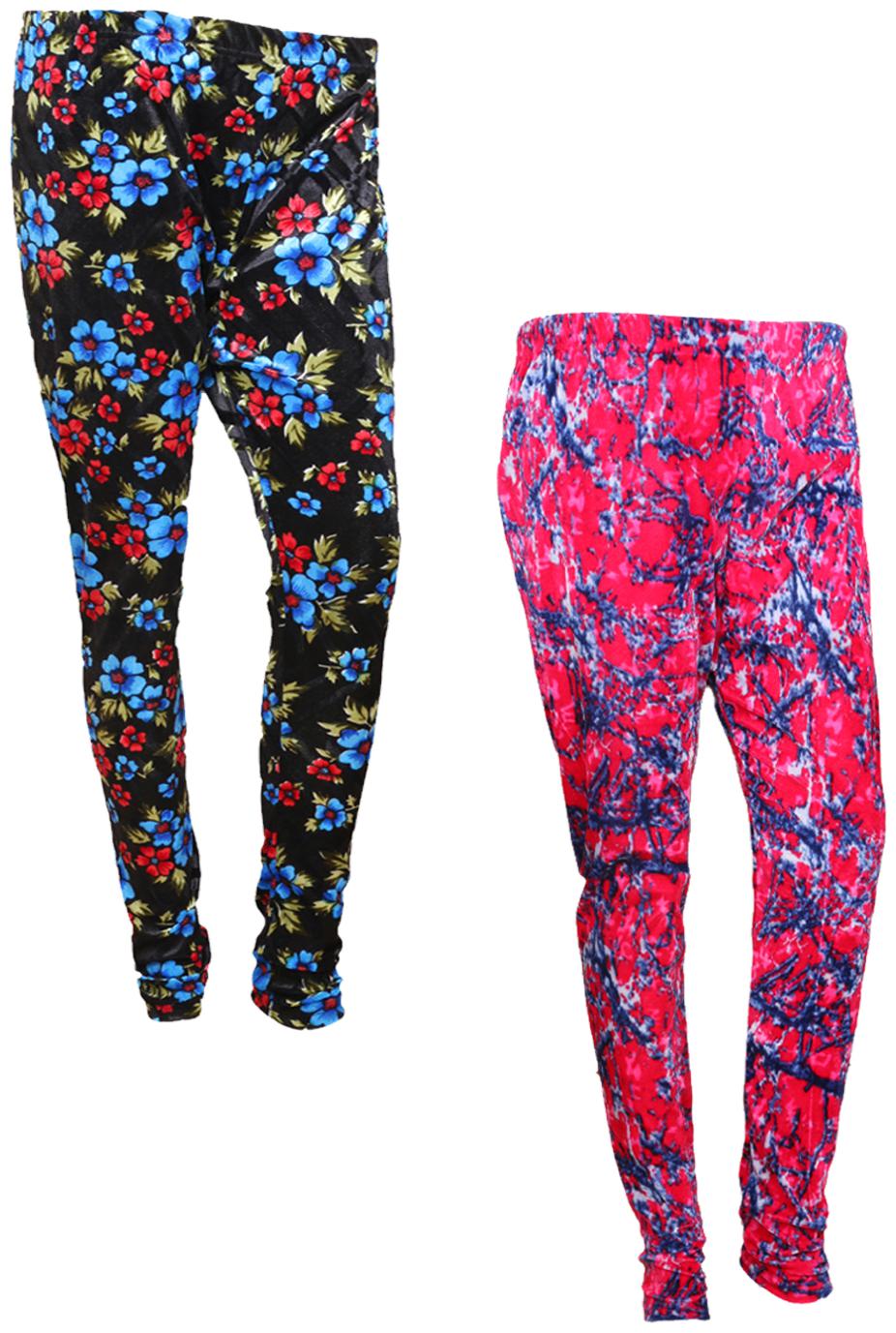 

IndiWeaves Women Velvet Printed Leggings for Winters Pack of 2