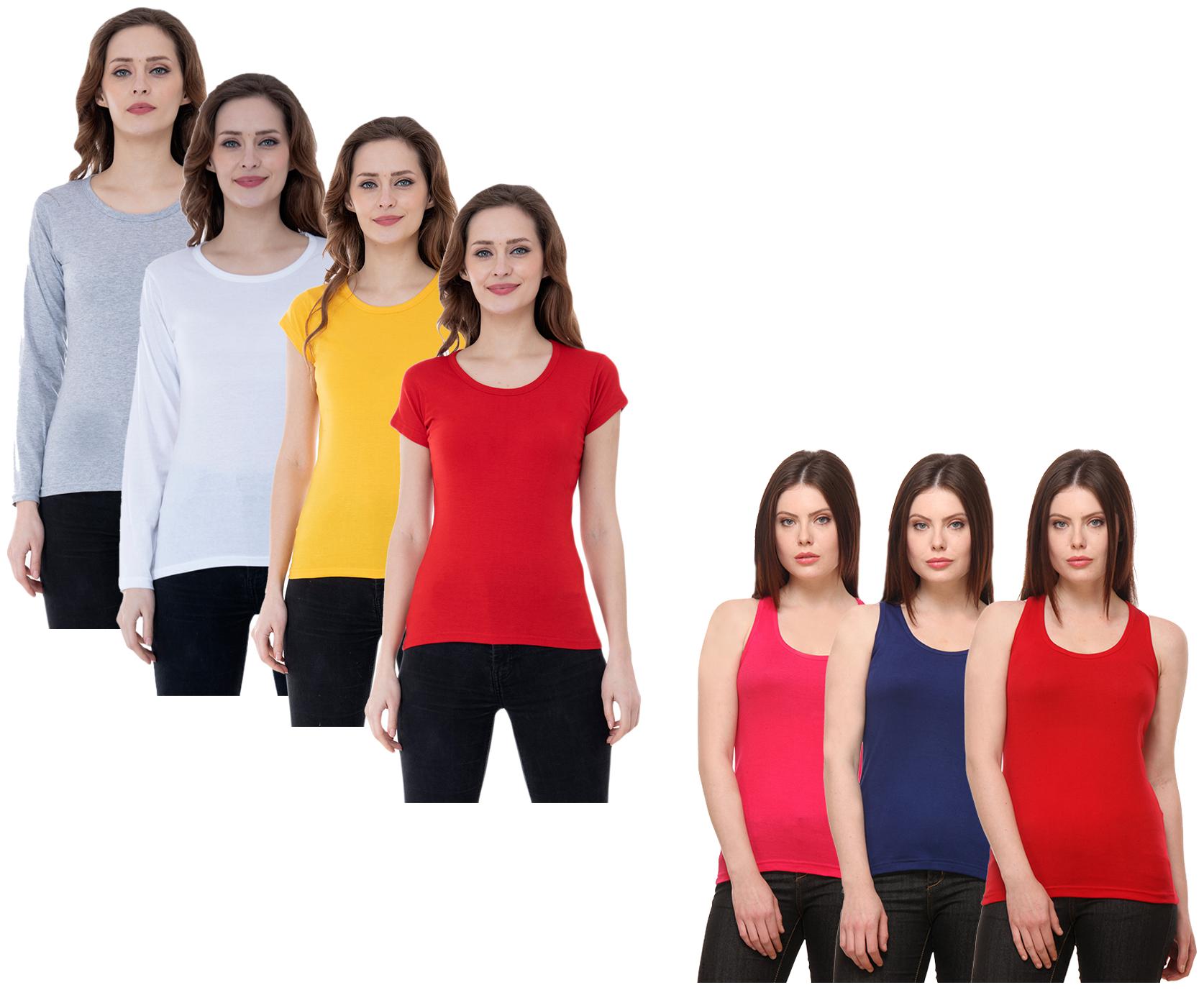 

Indiweaves Women Multi Regular fit Round neck Cotton Tank top