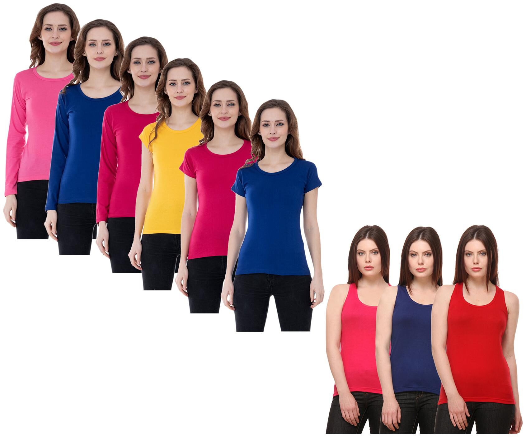 

Indiweaves Women Multi Regular fit Round neck Cotton Tank top