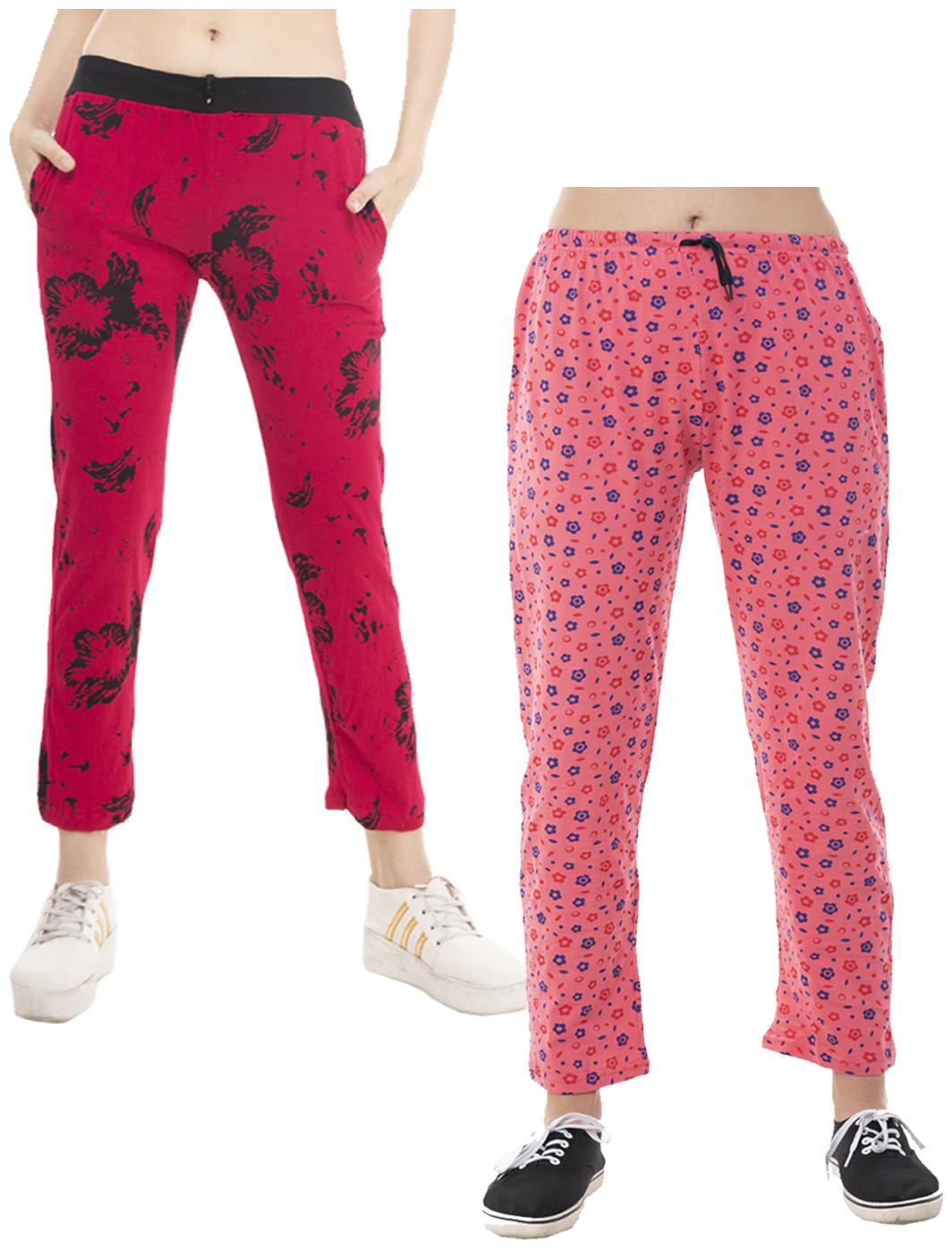 

Indiweaves Women Regular fit Cotton Printed Track pants - Multi