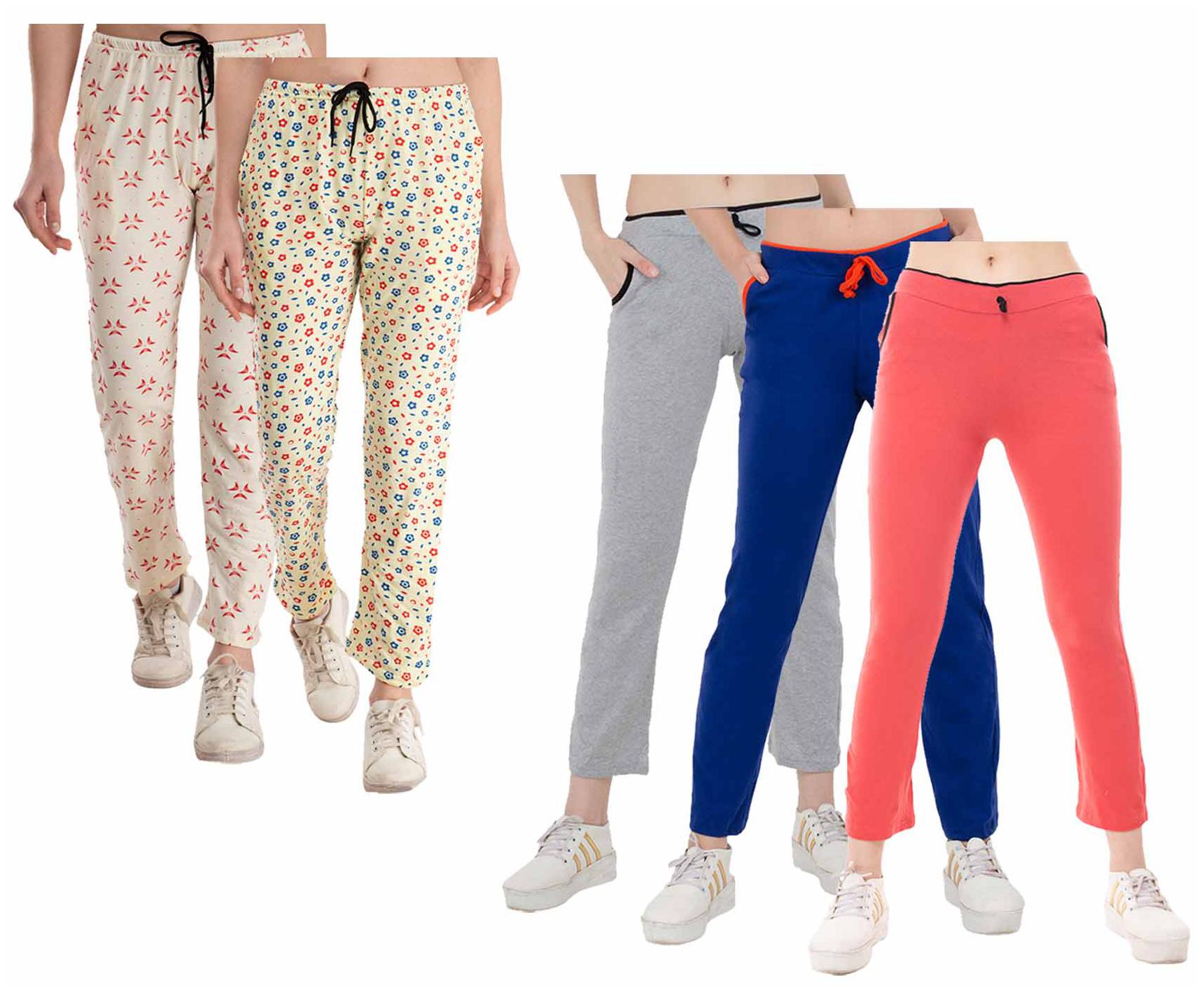

Indiweaves Women Regular fit Cotton Printed Track pants - Multi