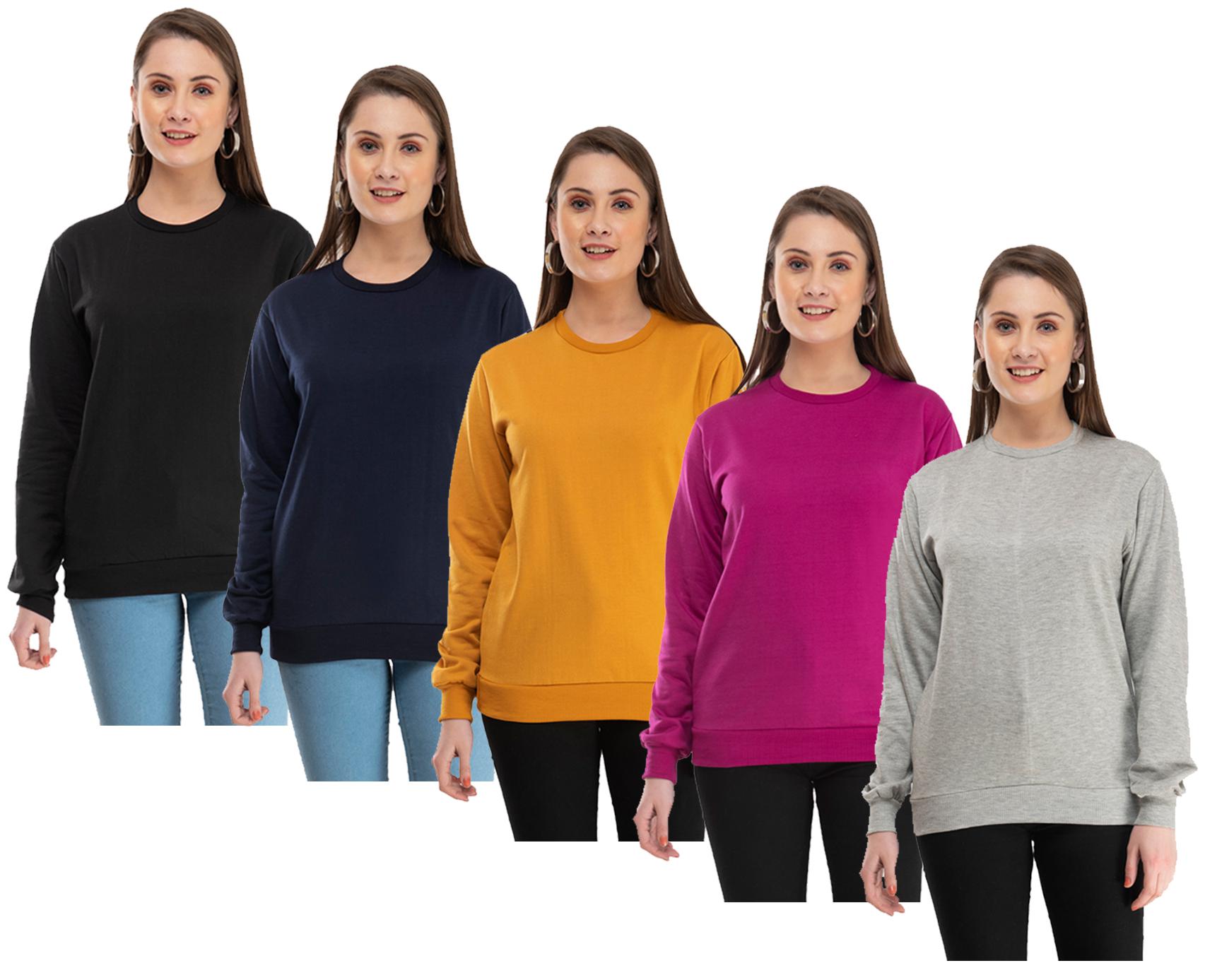 

Indiweaves Women Solid Sweatshirt - Multi