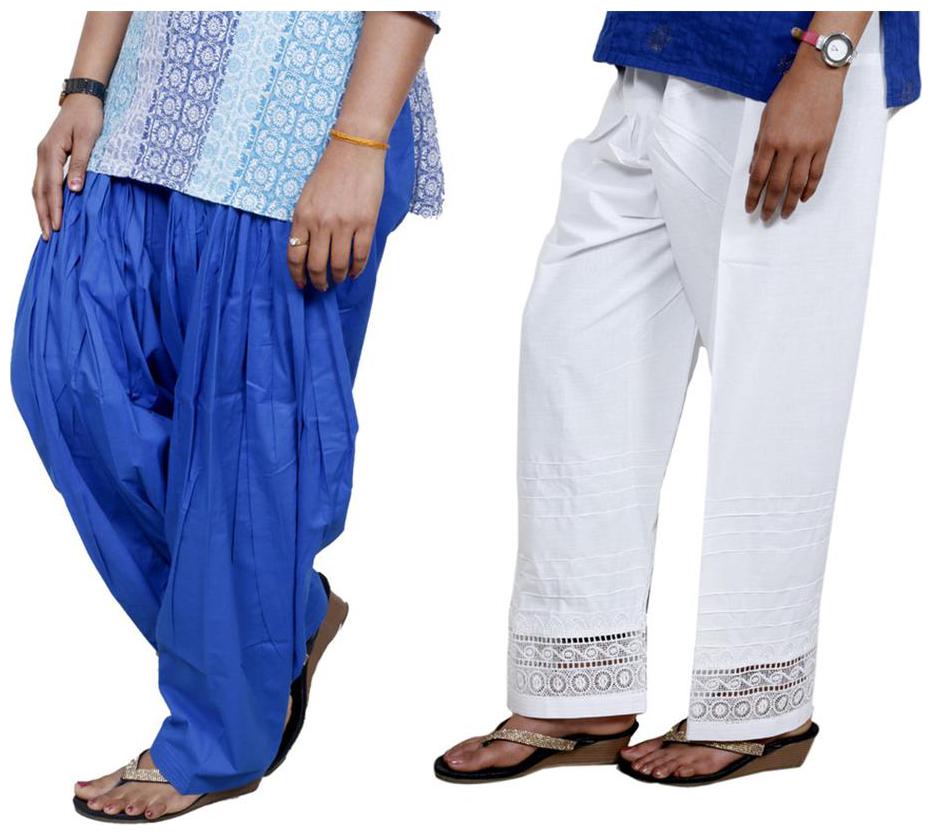 

IndiWeaves Women Cotton Semi-Patiala with Full Patiala Salwar Set of-2