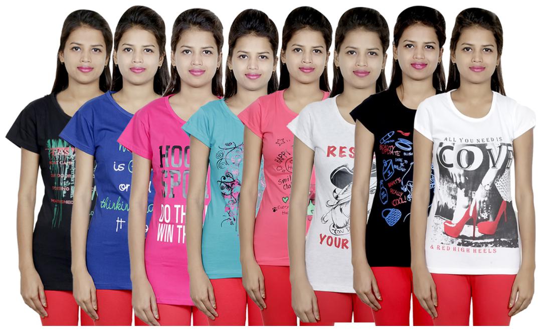 

IndiWeaves Women s Cotton Printed T-Shirts COMBO OFFER ( Pack of 8 T-Shirts)