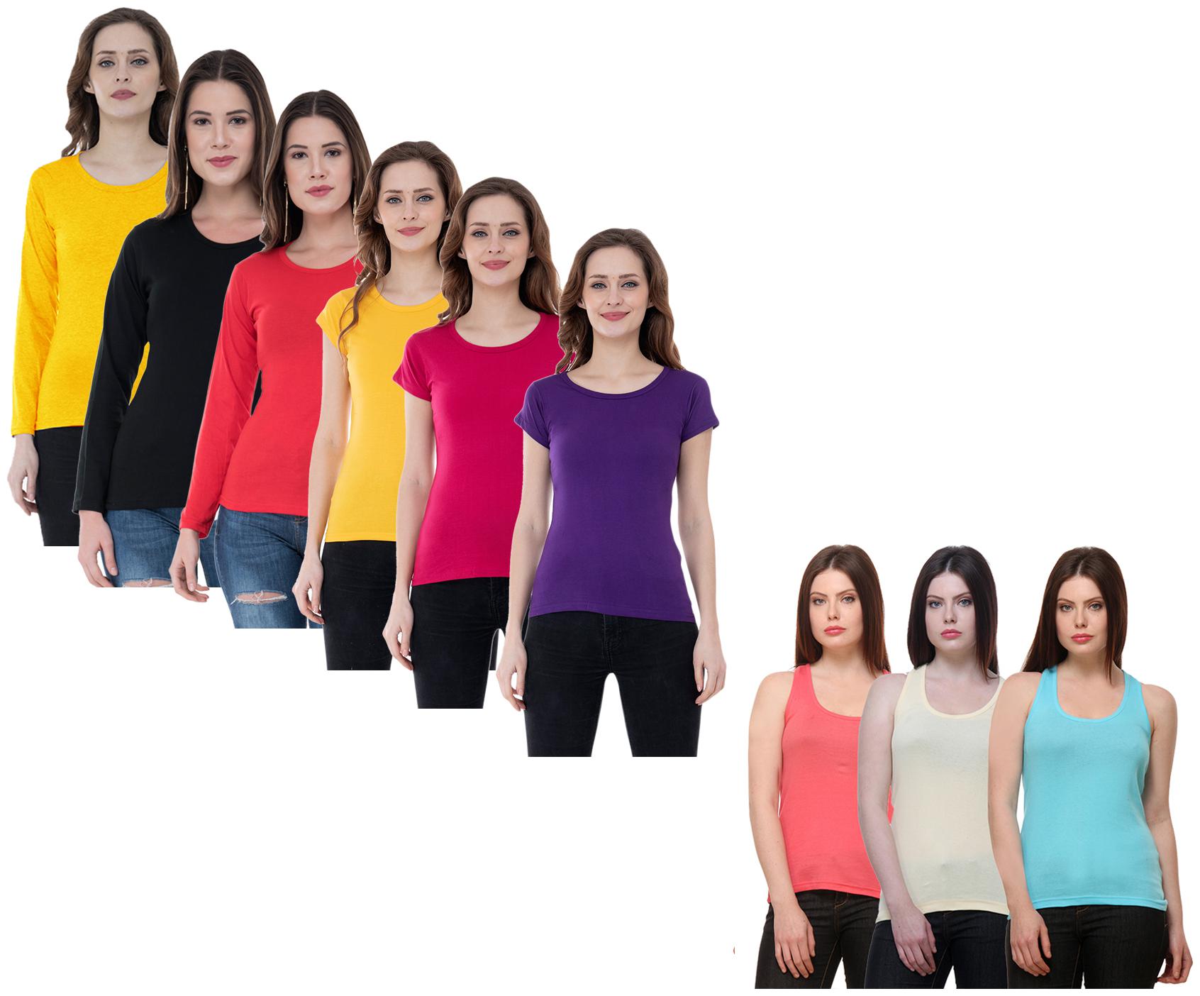 

Indiweaves Women Multi Regular fit Round neck Cotton Tank top