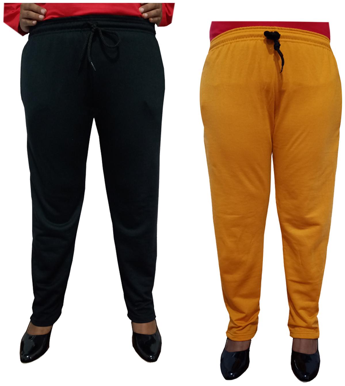 

Indiweaves Women Regular fit Fleece Solid Track pants - Orange Black