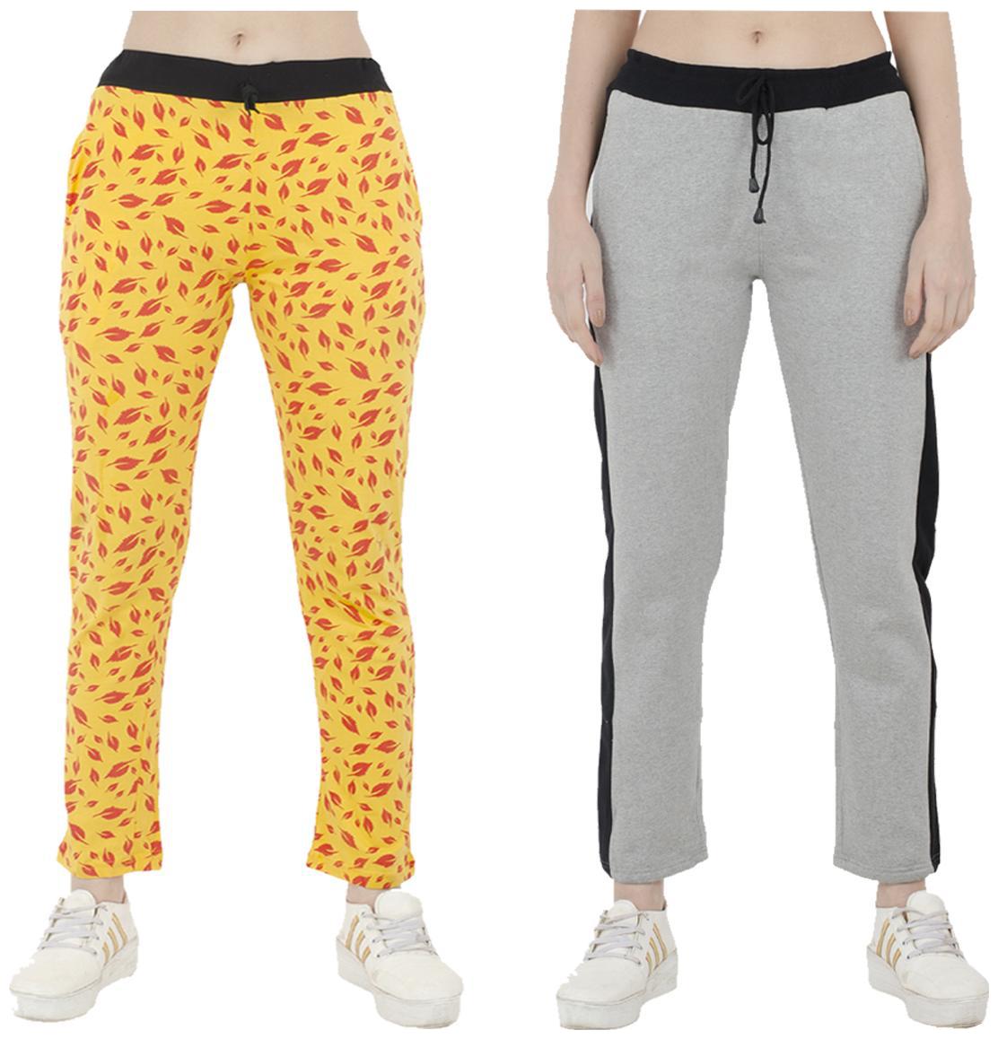

Indiweaves Women Regular fit Polyester Printed Track pants - Grey