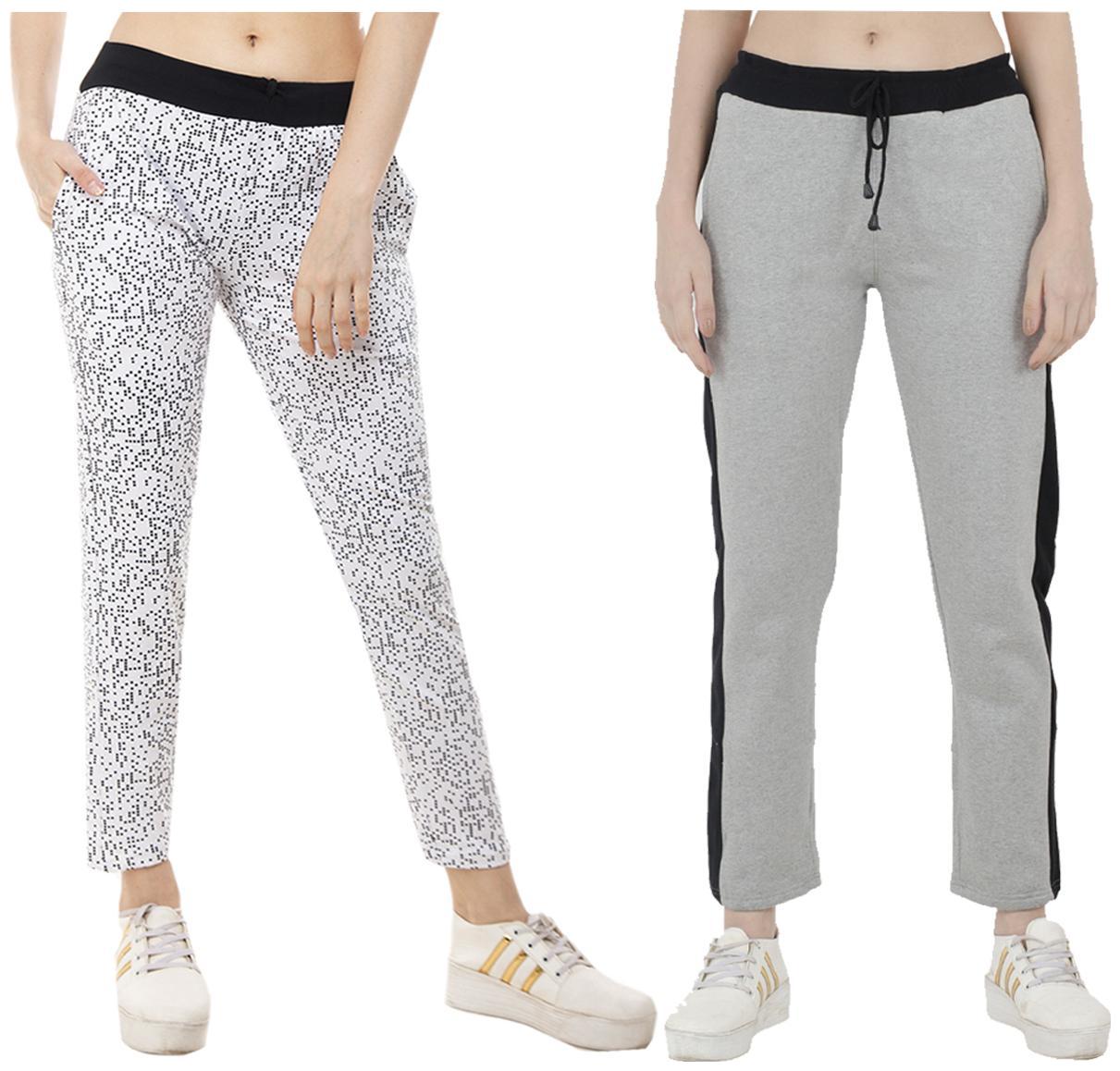 

Indiweaves Women Regular fit Polyester Printed Track pants - Grey
